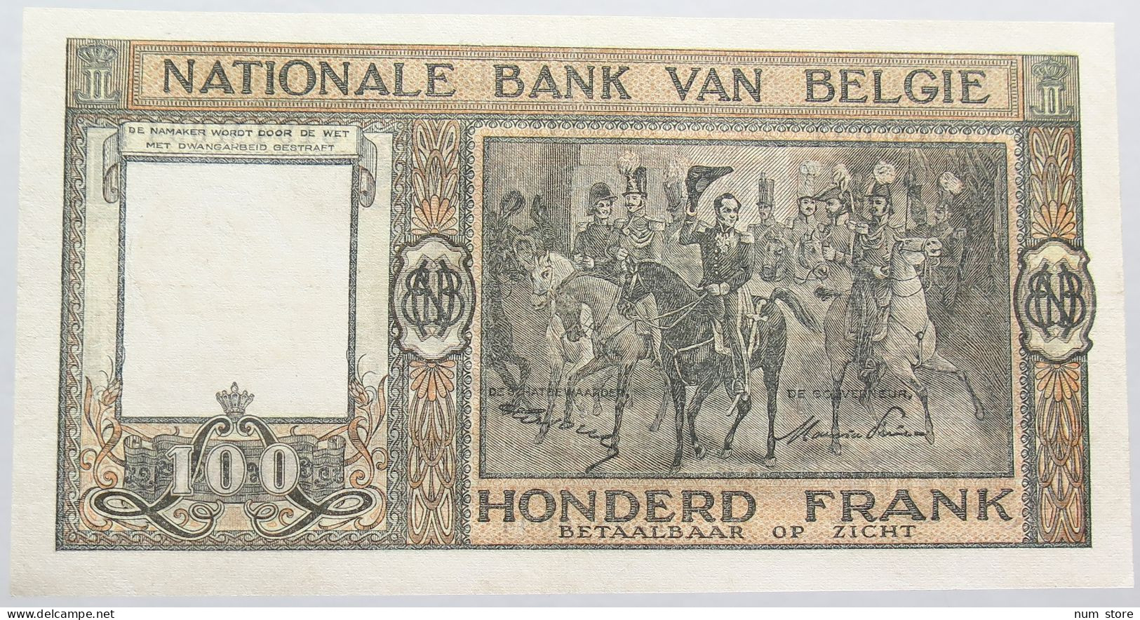 BELGIUM 100 FRANCS 1948 UNC #alb011 0181 - 100 Francos