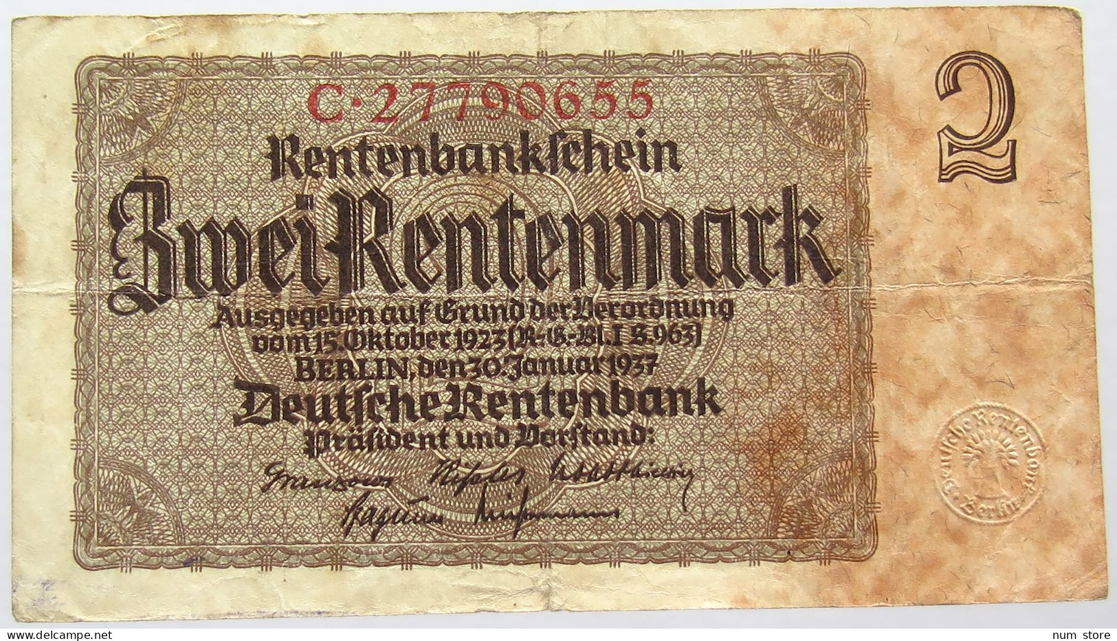 GERMANY 2 REICHSMARK 1937 #alb067 0289 - Andere & Zonder Classificatie