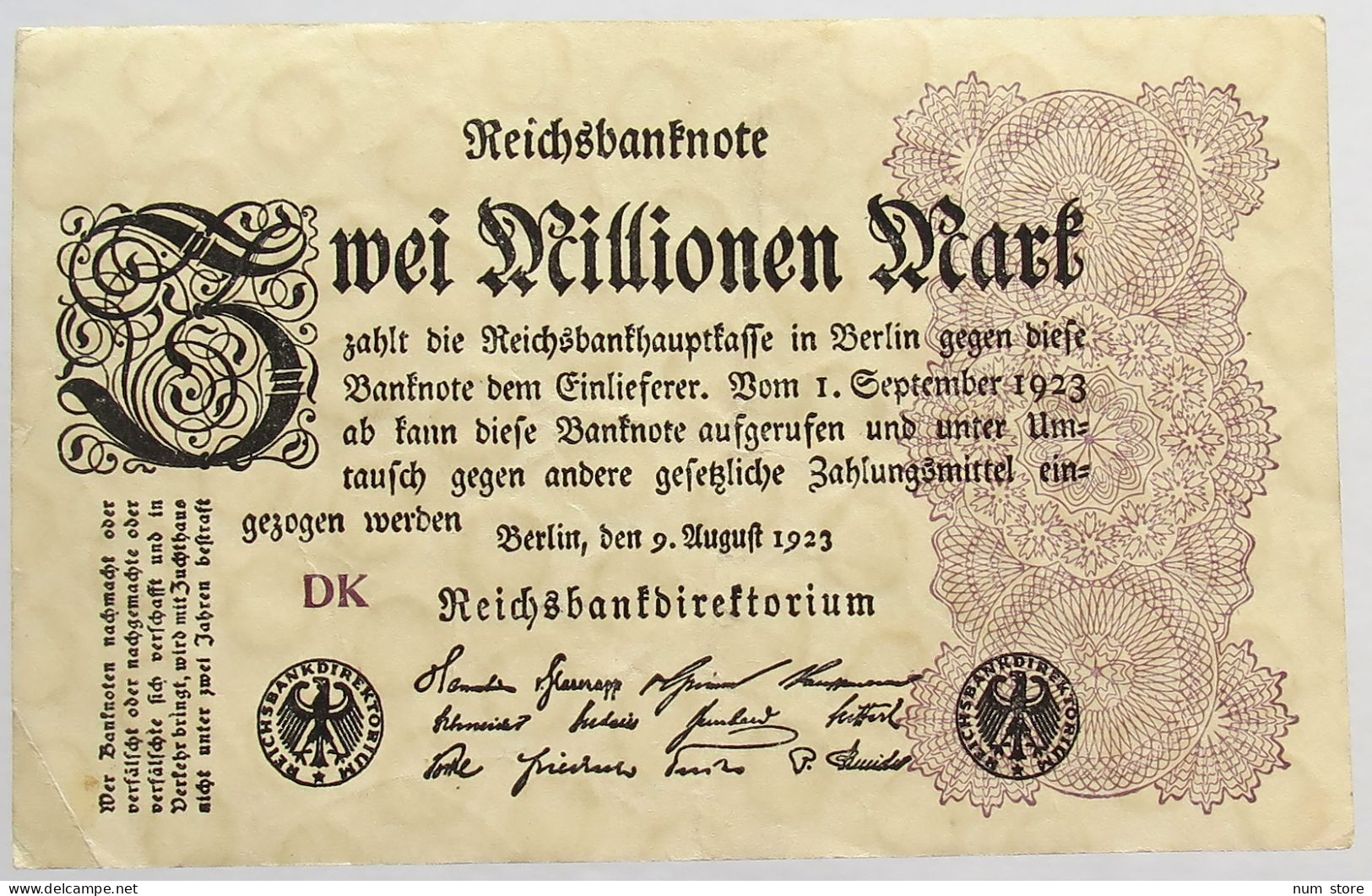 GERMANY 2 MILLIONEN MARK 1923 #alb066 0485 - 2 Miljoen Mark