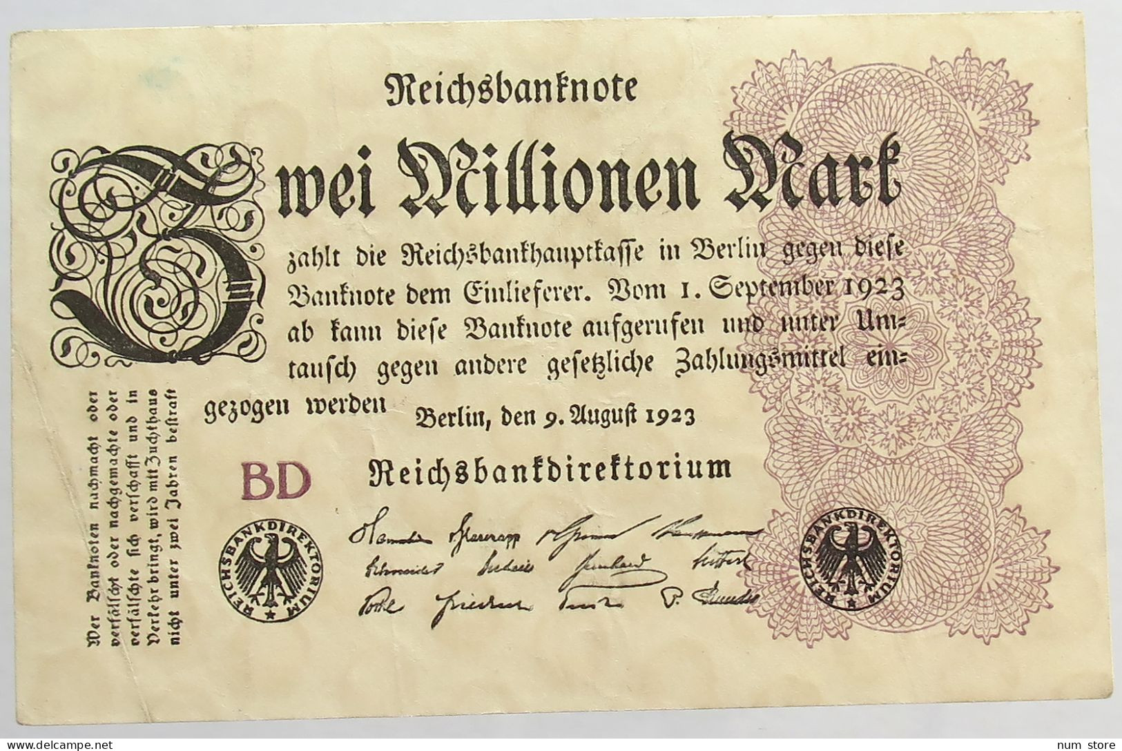 GERMANY 2 MILLIONEN MARK 1923 #alb066 0493 - 2 Millionen Mark