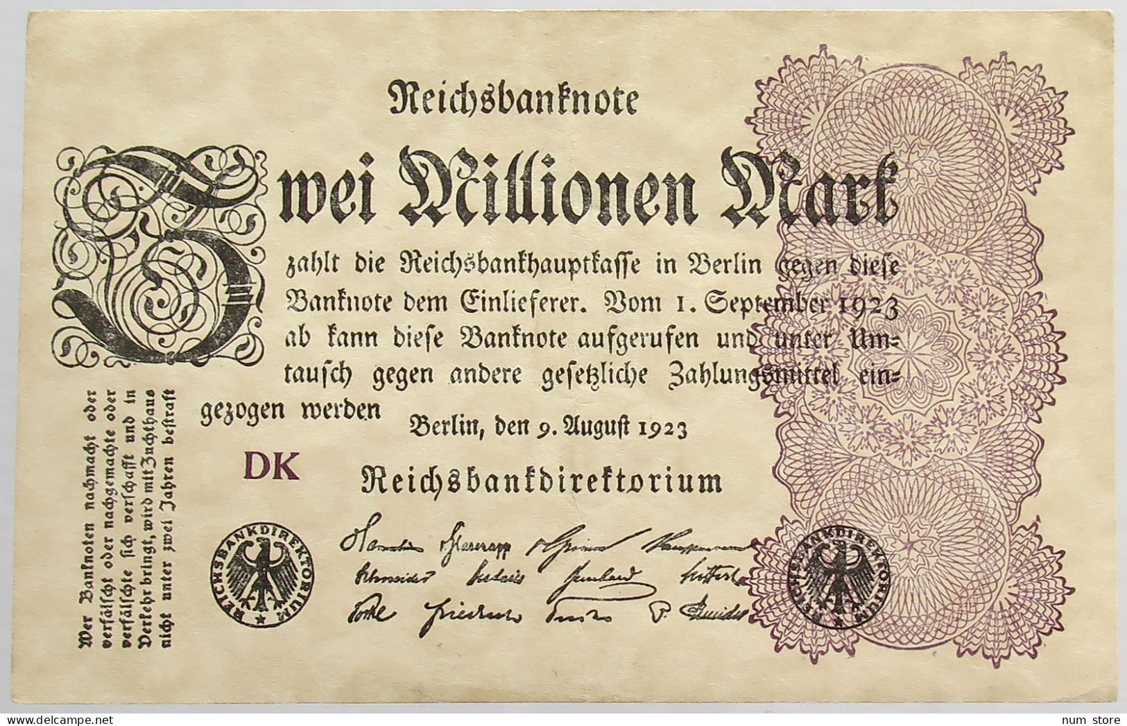 GERMANY 2 MILLIONEN MARK 1923 #alb066 0479 - 2 Mio. Mark