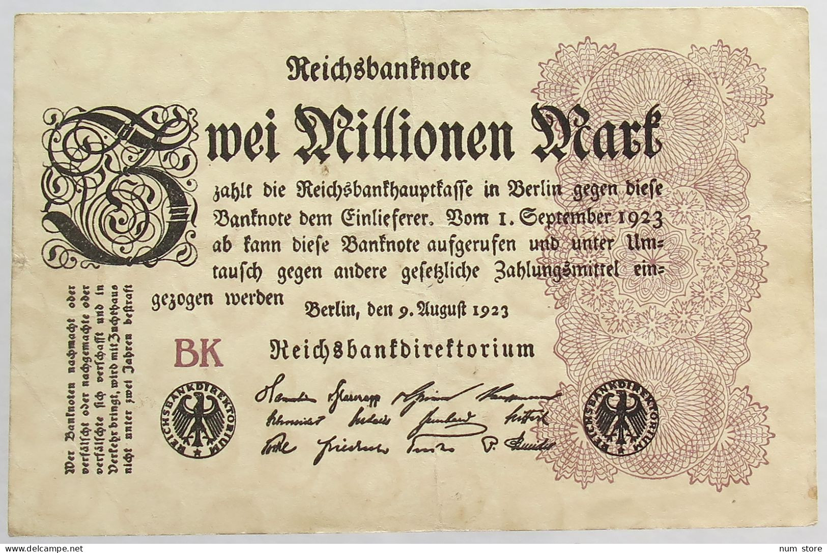 GERMANY 2 MILLIONEN MARK 1923 #alb066 0473 - 2 Mio. Mark