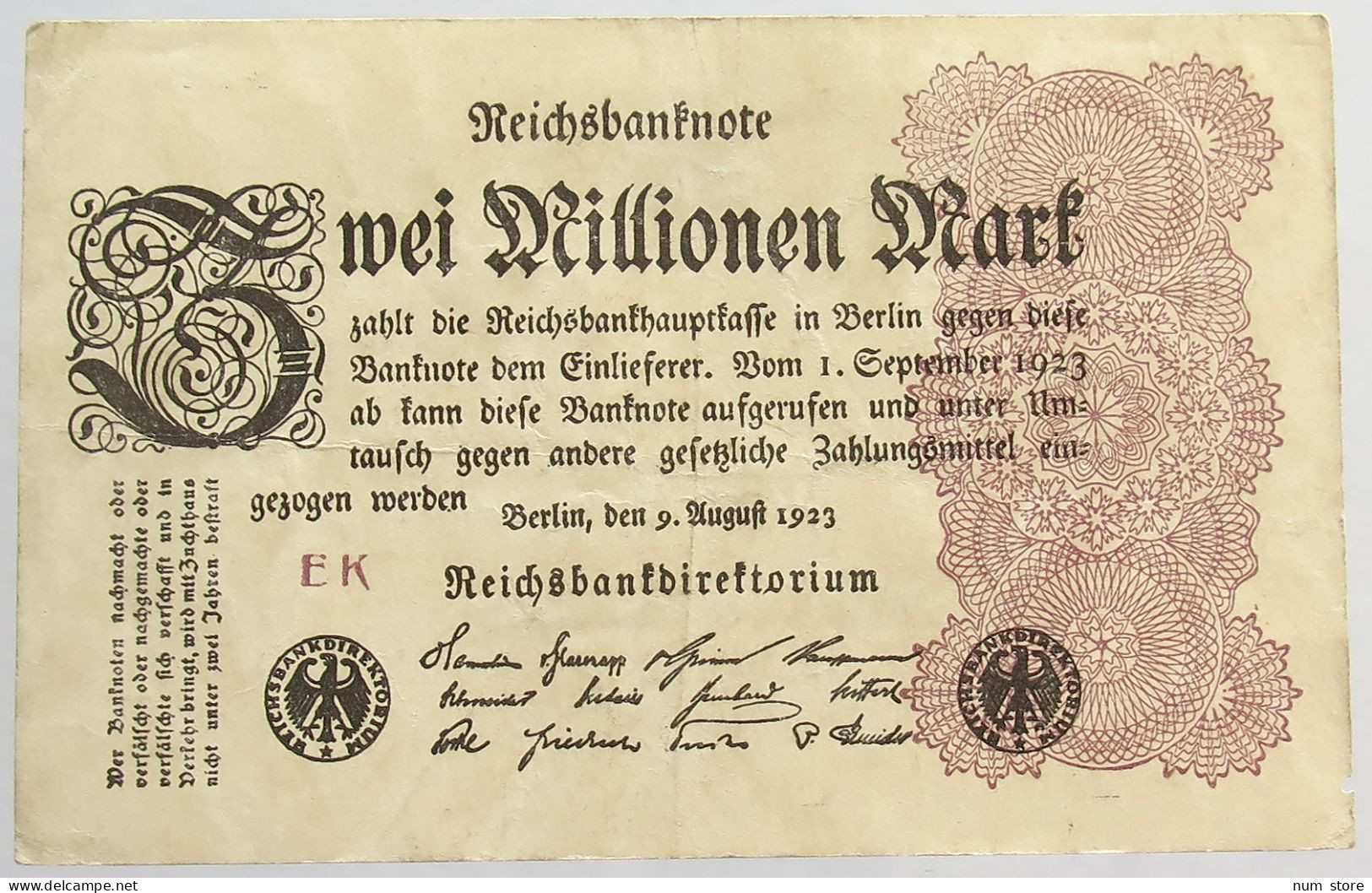 GERMANY 2 MILLIONEN MARK 1923 #alb066 0467 - 2 Mio. Mark