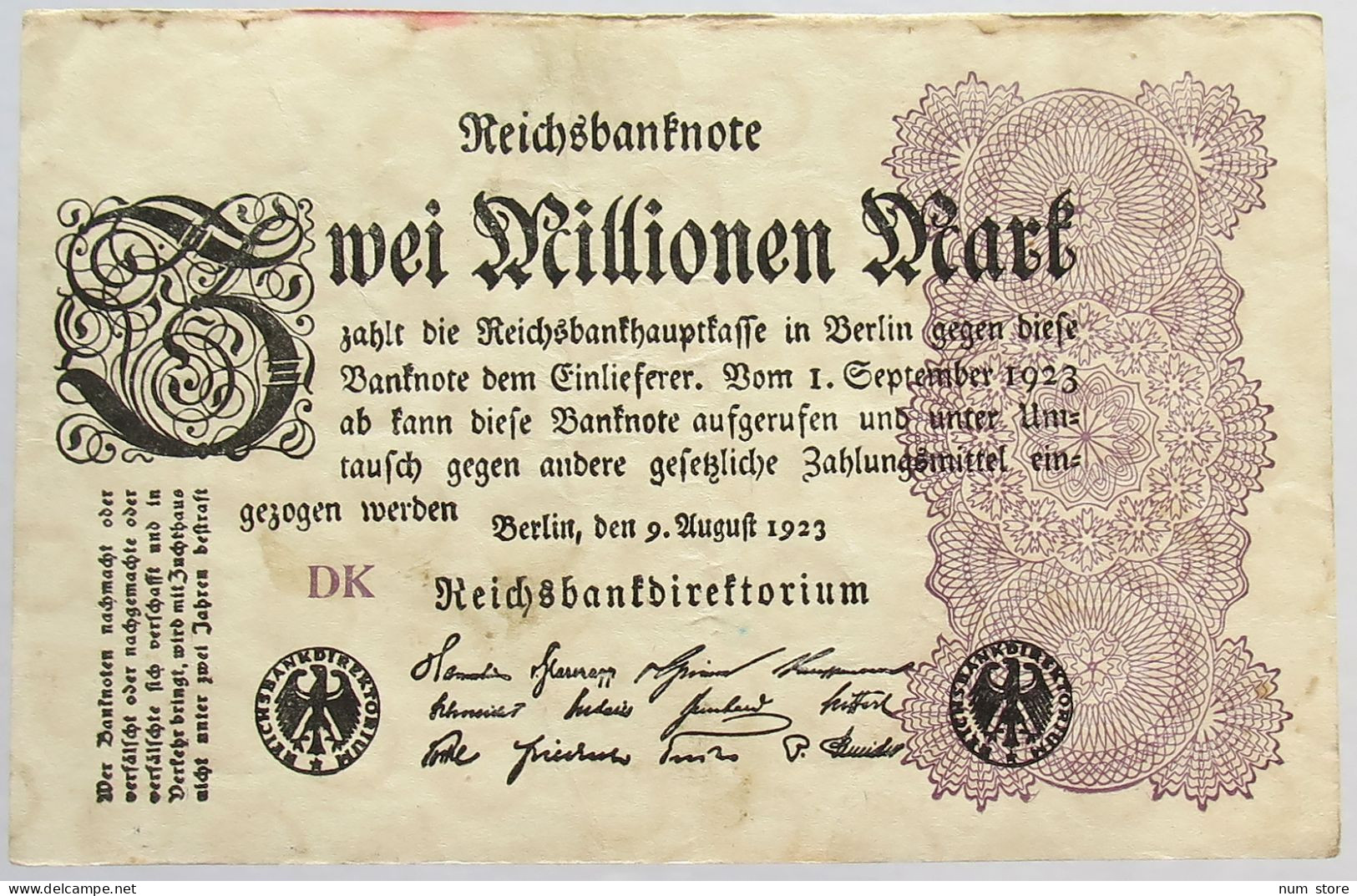 GERMANY 2 MILLIONEN MARK 1923 #alb066 0437 - 2 Mio. Mark