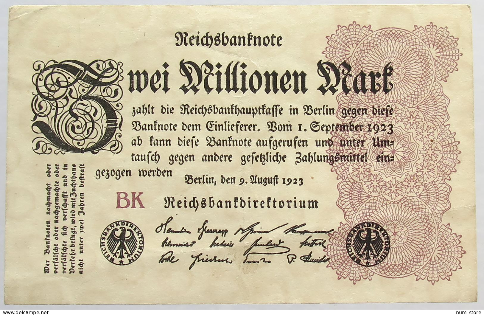 GERMANY 2 MILLIONEN MARK 1923 #alb066 0453 - 2 Mio. Mark