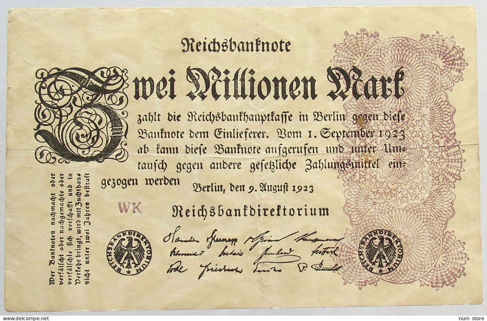 GERMANY 2 MILLIONEN MARK 1923 #alb066 0451 - 2 Millionen Mark