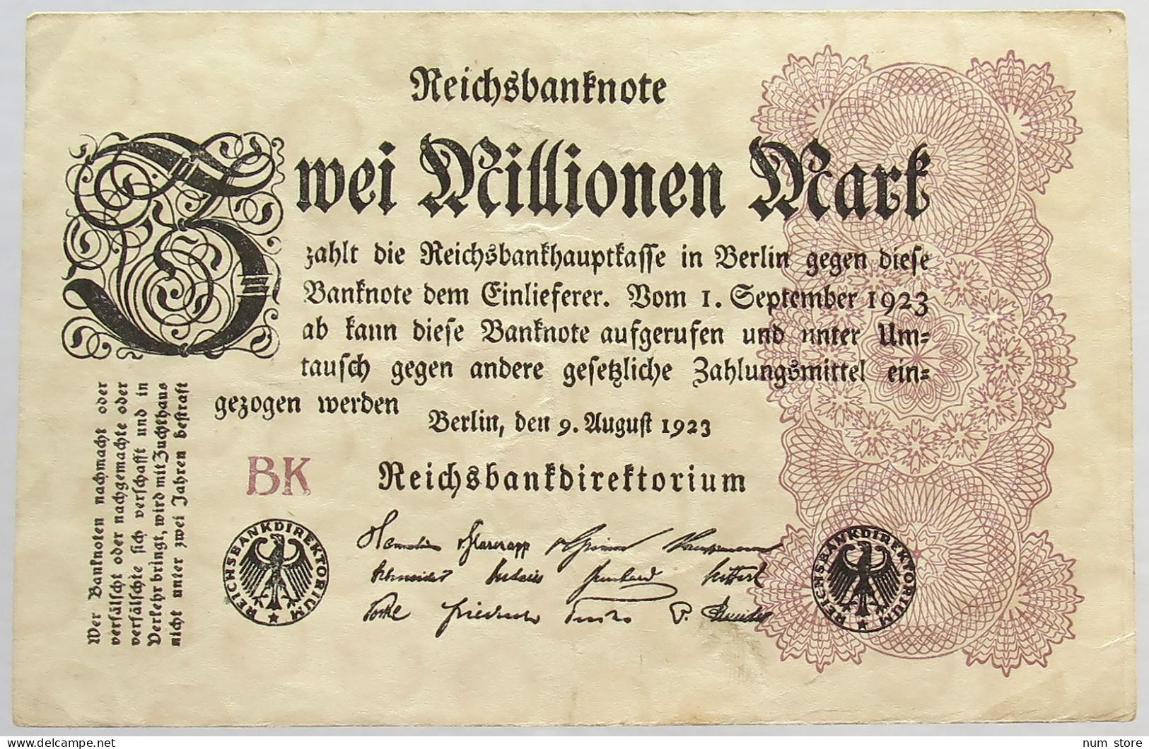 GERMANY 2 MILLIONEN MARK 1923 #alb066 0445 - 2 Mio. Mark