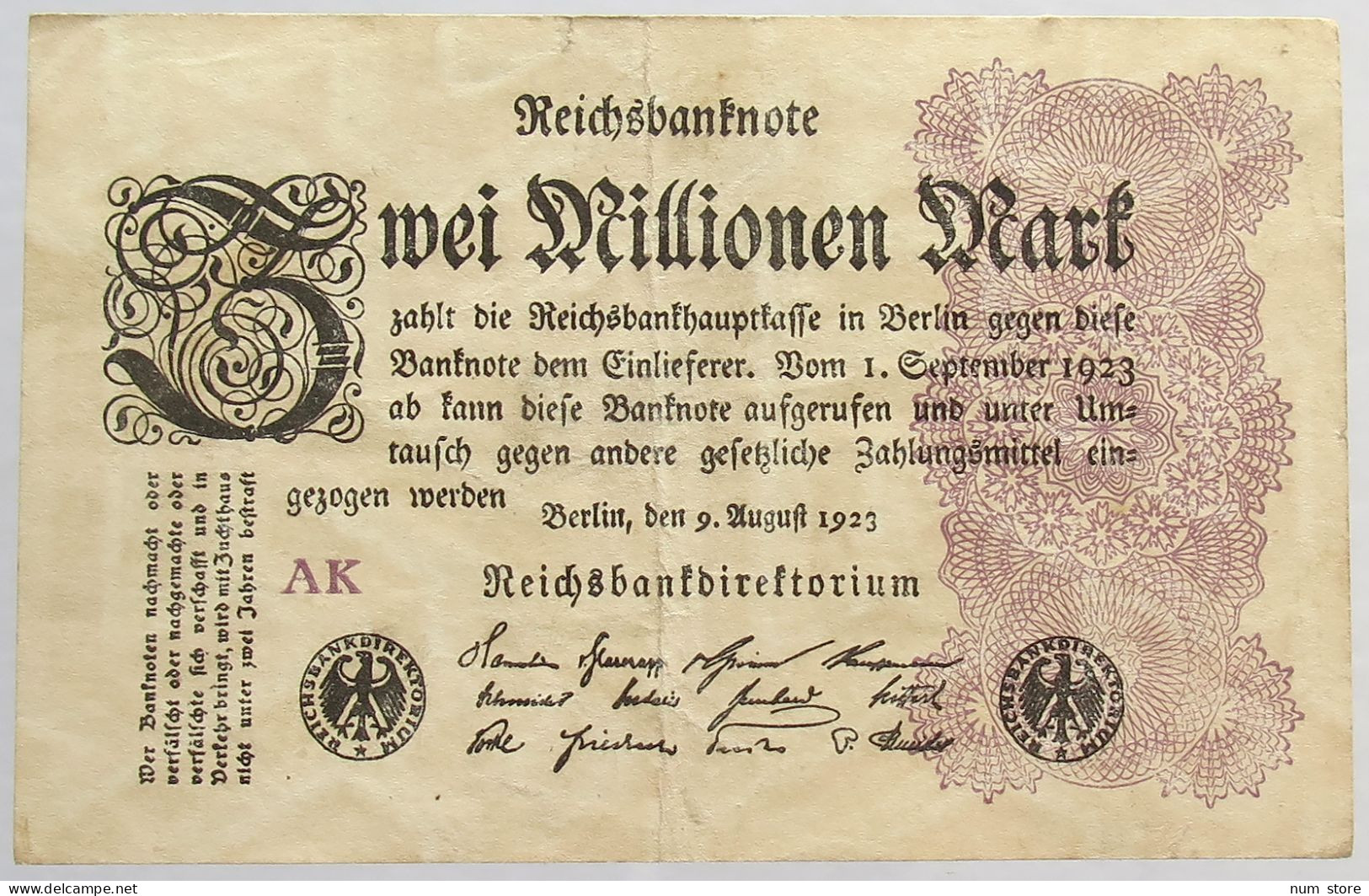 GERMANY 2 MILLIONEN MARK 1923 #alb066 0427 - 2 Millionen Mark