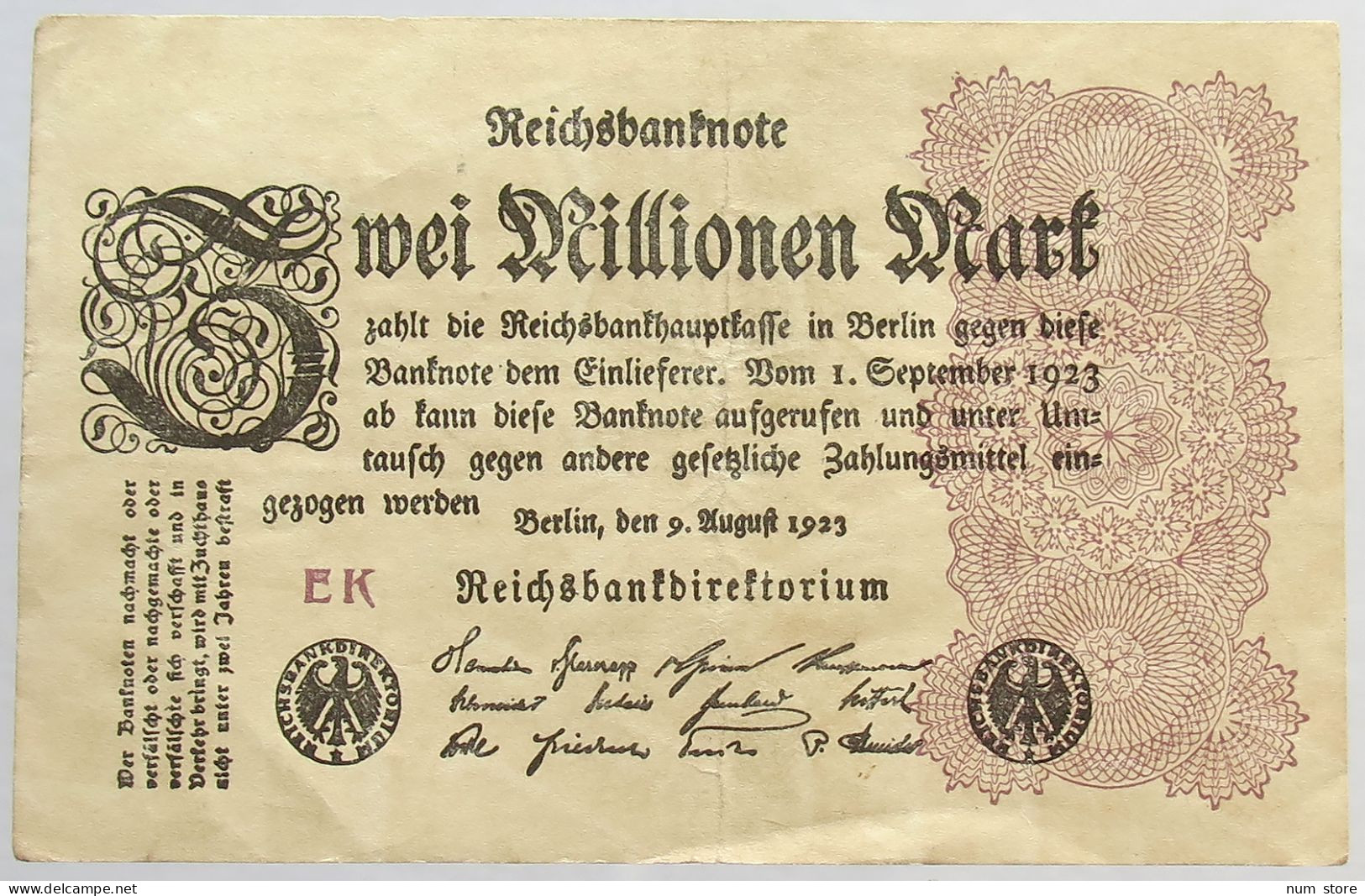 GERMANY 2 MILLIONEN MARK 1923 #alb066 0429 - 2 Millionen Mark
