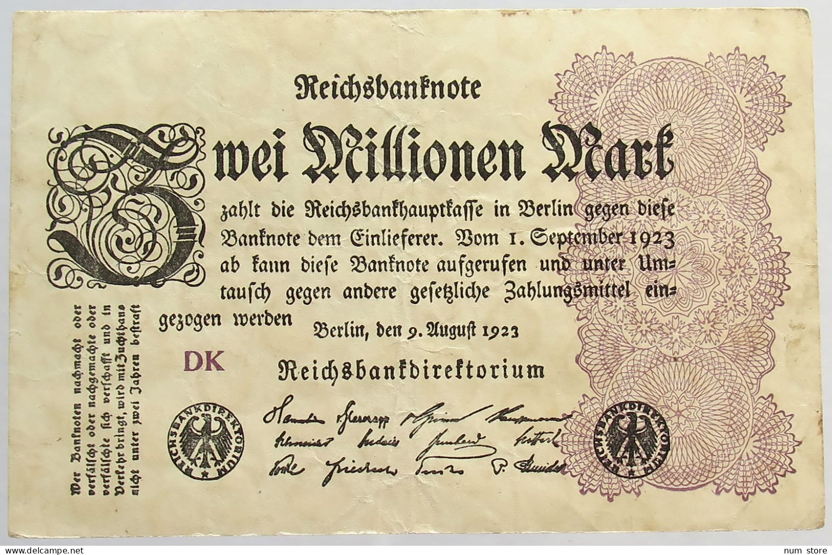 GERMANY 2 MILLIONEN MARK 1923 #alb066 0421 - 2 Mio. Mark