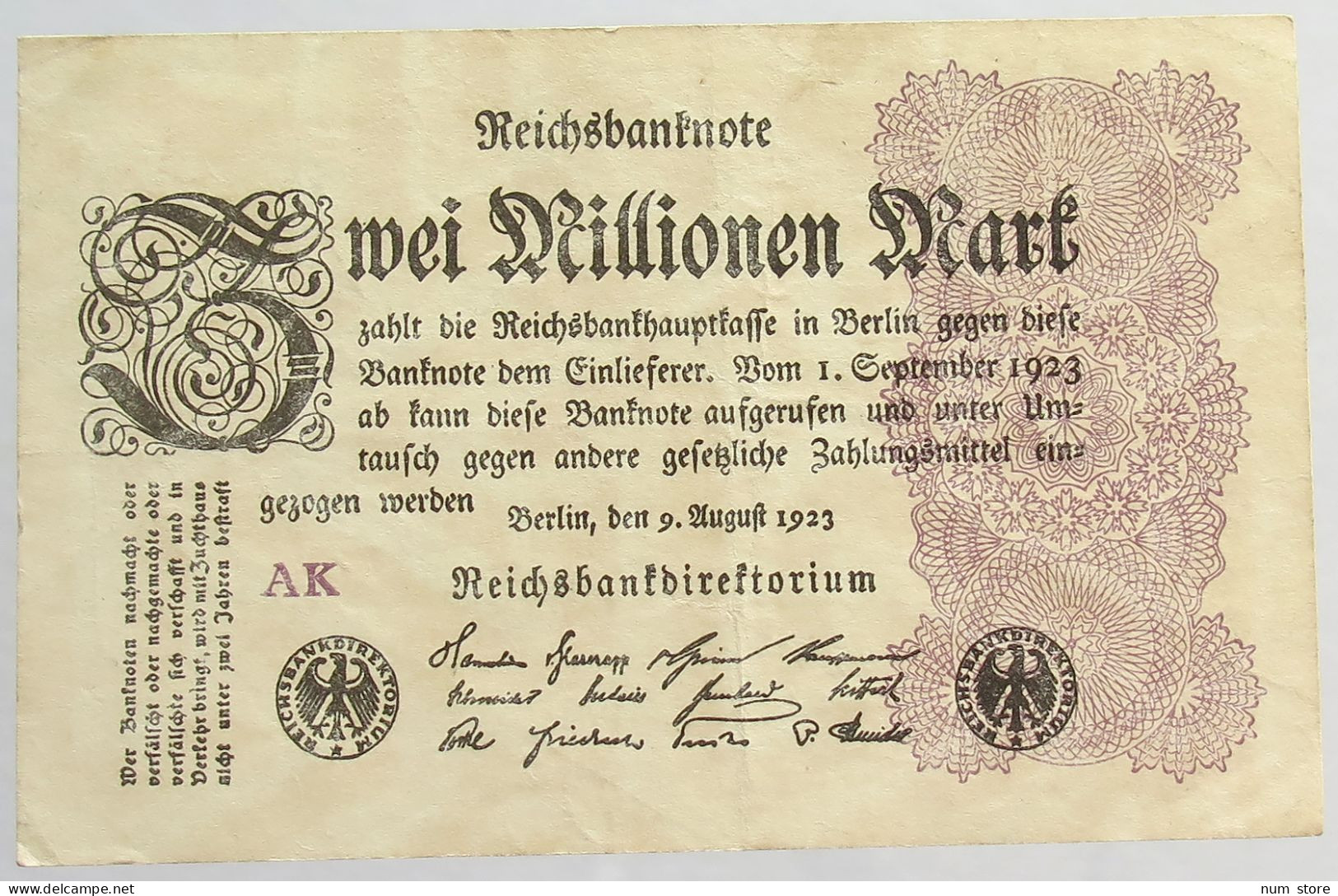 GERMANY 2 MILLIONEN MARK 1923 #alb066 0413 - 2 Miljoen Mark