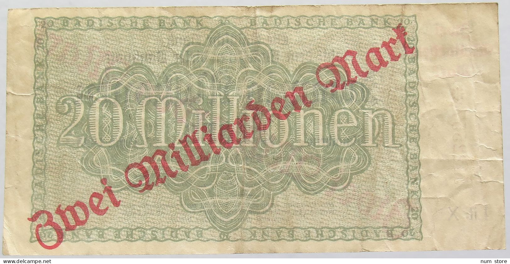 GERMANY 2 MILLIARDEN MARK 1923 BADEN #alb010 0229 - 5 Miljard Mark