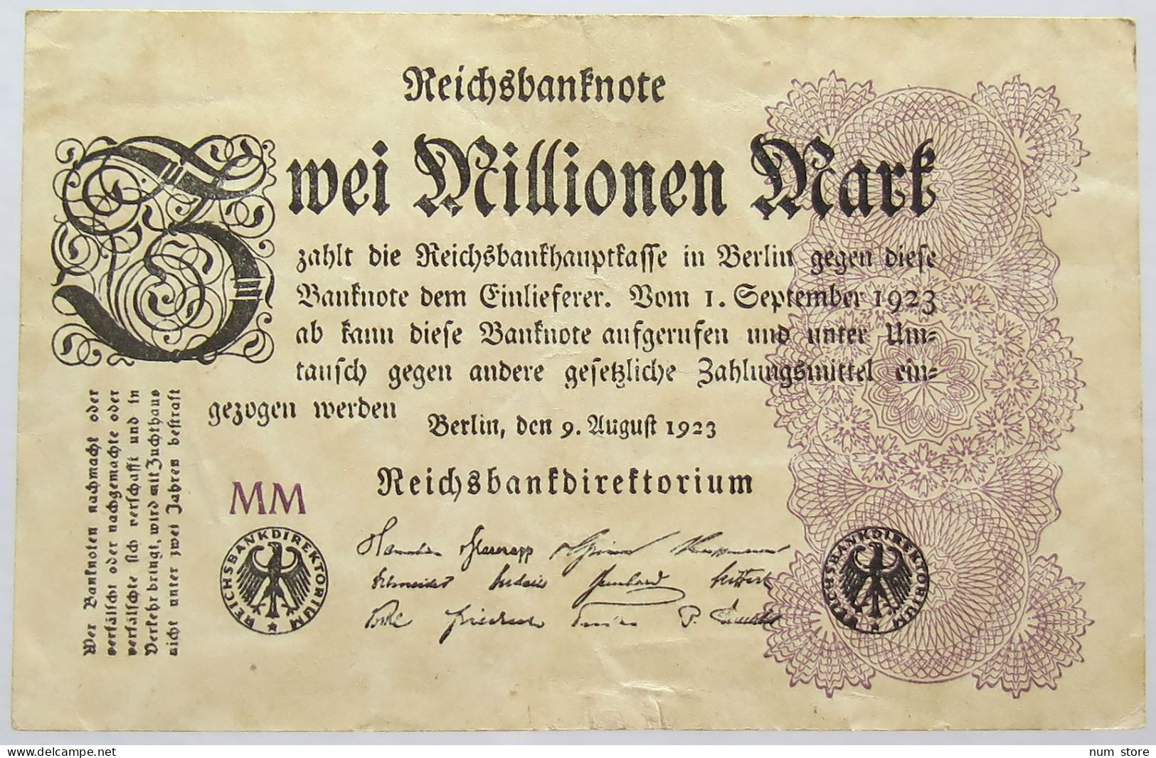 GERMANY 2 MILLIONEN 1923 #alb066 0159 - 2 Mio. Mark