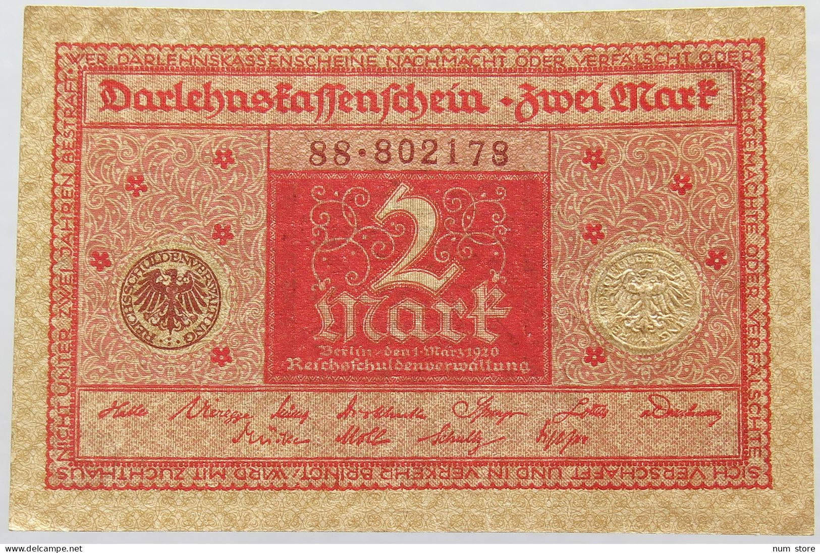 GERMANY 2 MARK 1920 #alb004 0107 - 2 Mark