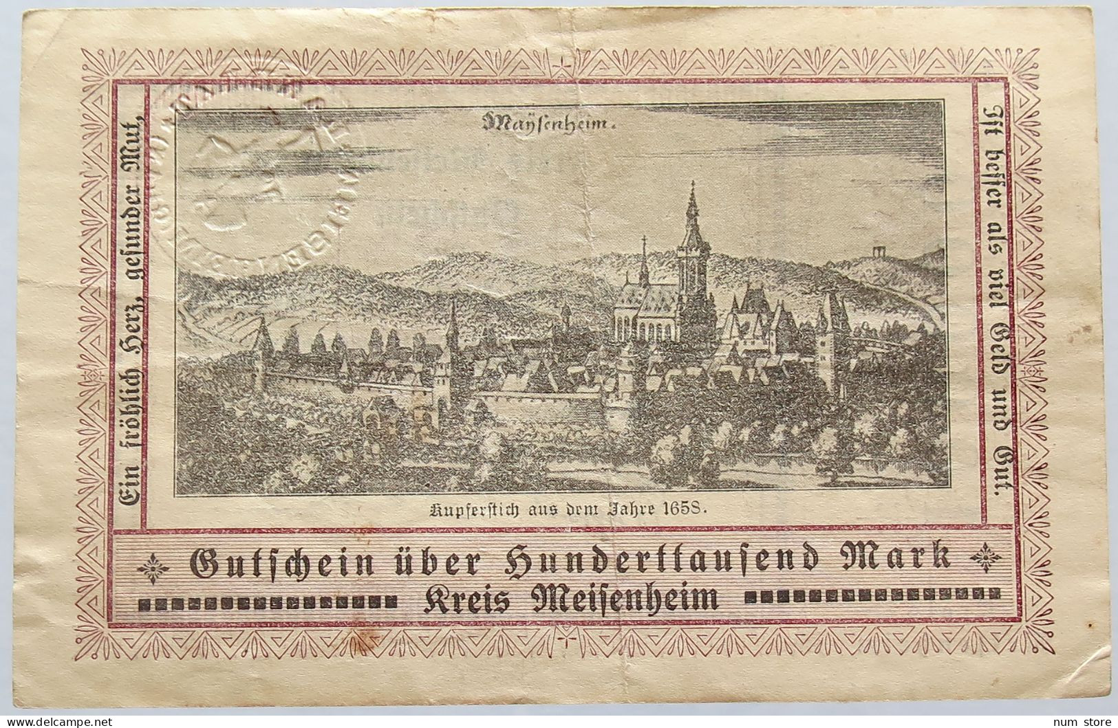 GERMANY 100000 MARK MEISENHEIM RARE #alb004 0239 - 100000 Mark