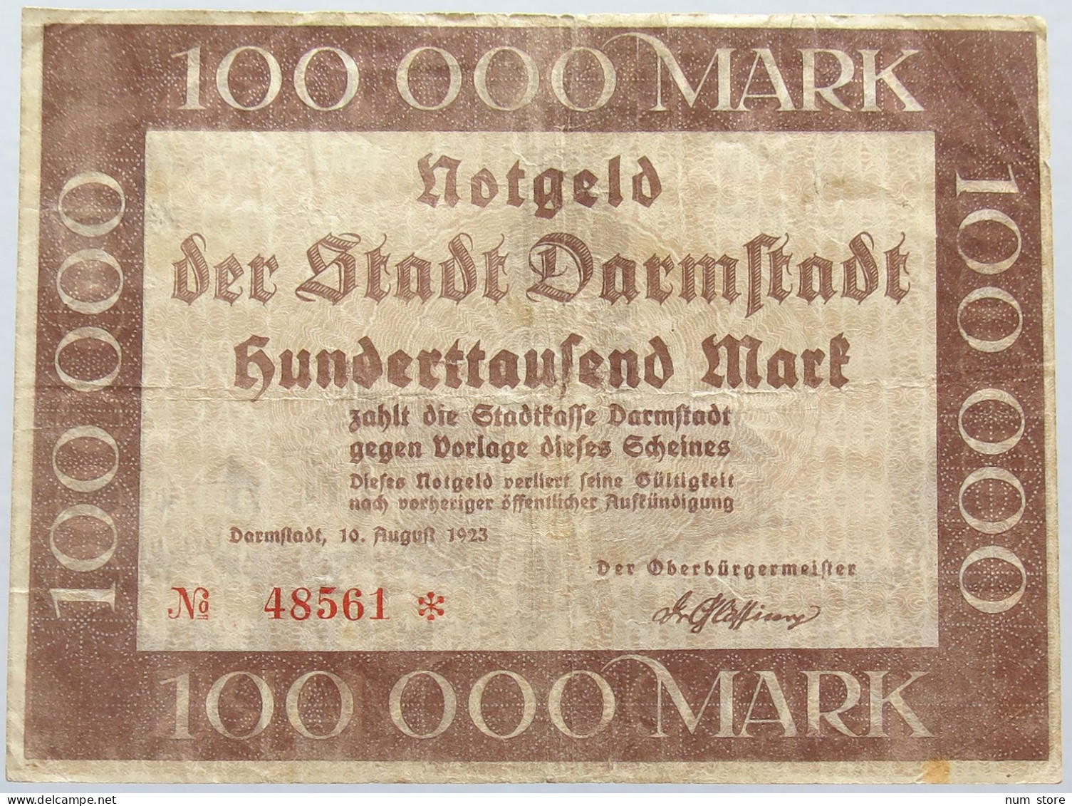 GERMANY 100000 MARK DARMSTADT #alb004 0219 - 100000 Mark