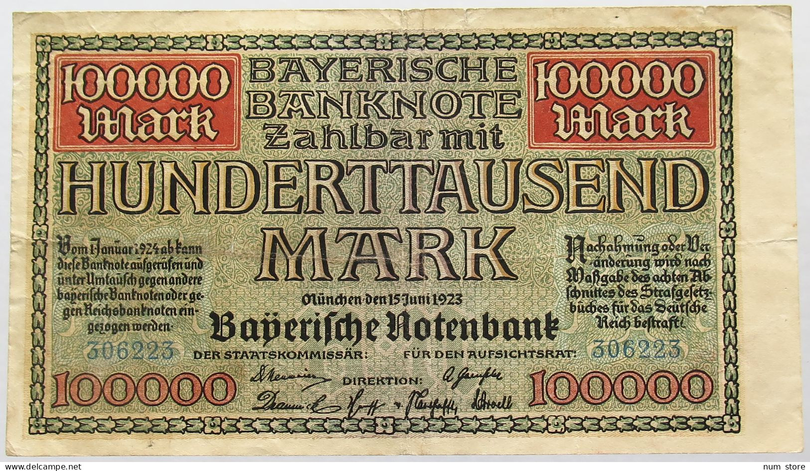 GERMANY 10000 MARK MARK 1923 BAYERN #alb008 0137 - 10.000 Mark