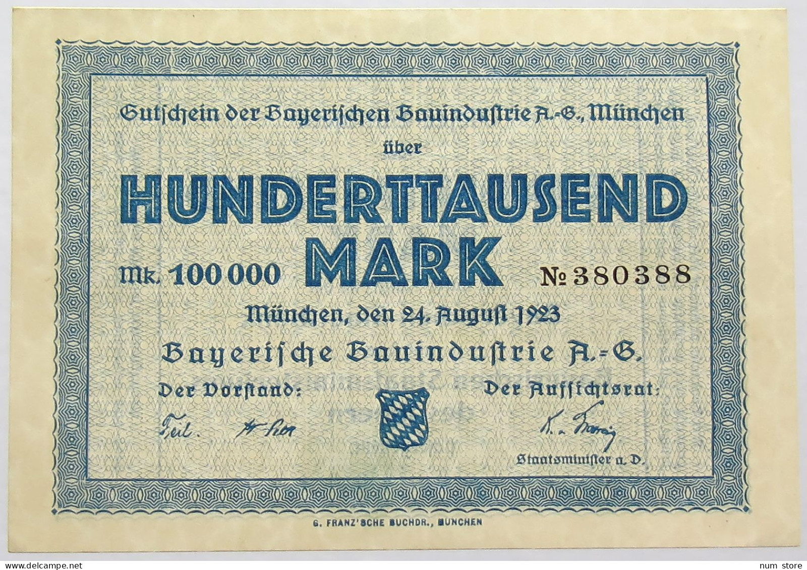 GERMANY 10000 MARK 1923 MUNCHEN TOP #alb067 0263 - 10000 Mark
