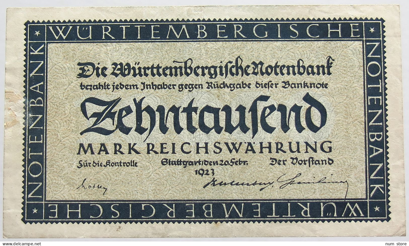 GERMANY 10000 MARK 1923 WURTTEMBERG #alb010 0001 - 10000 Mark