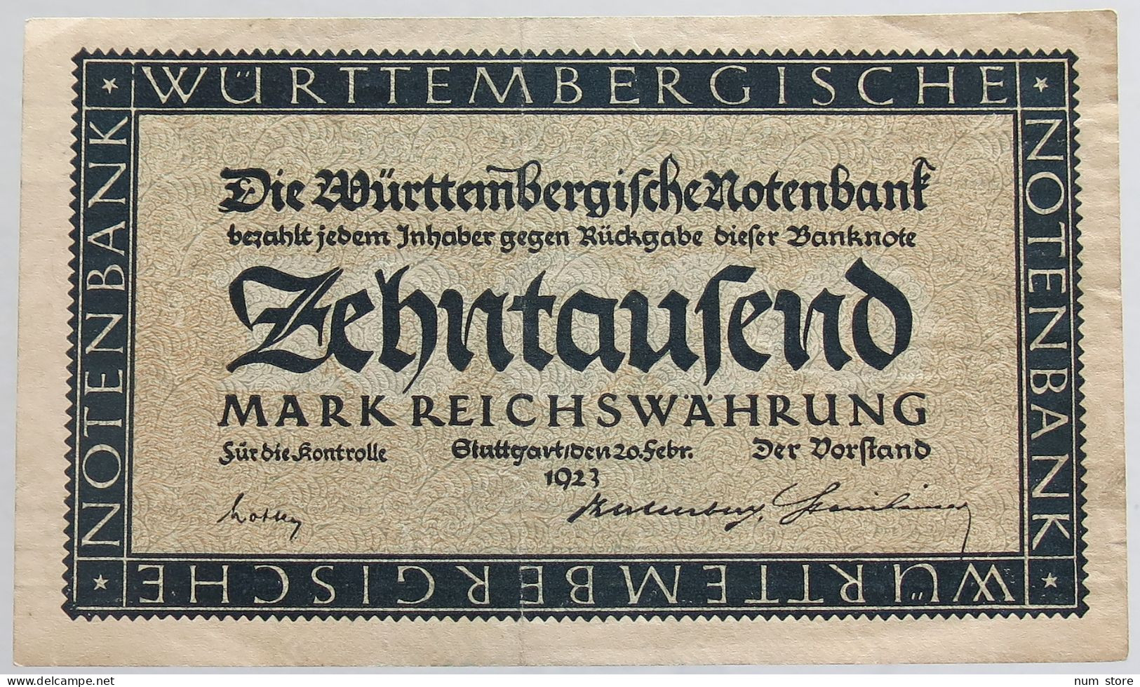 GERMANY 10000 MARK 1923 WURTTEMBERG #alb012 0019 - 10.000 Mark