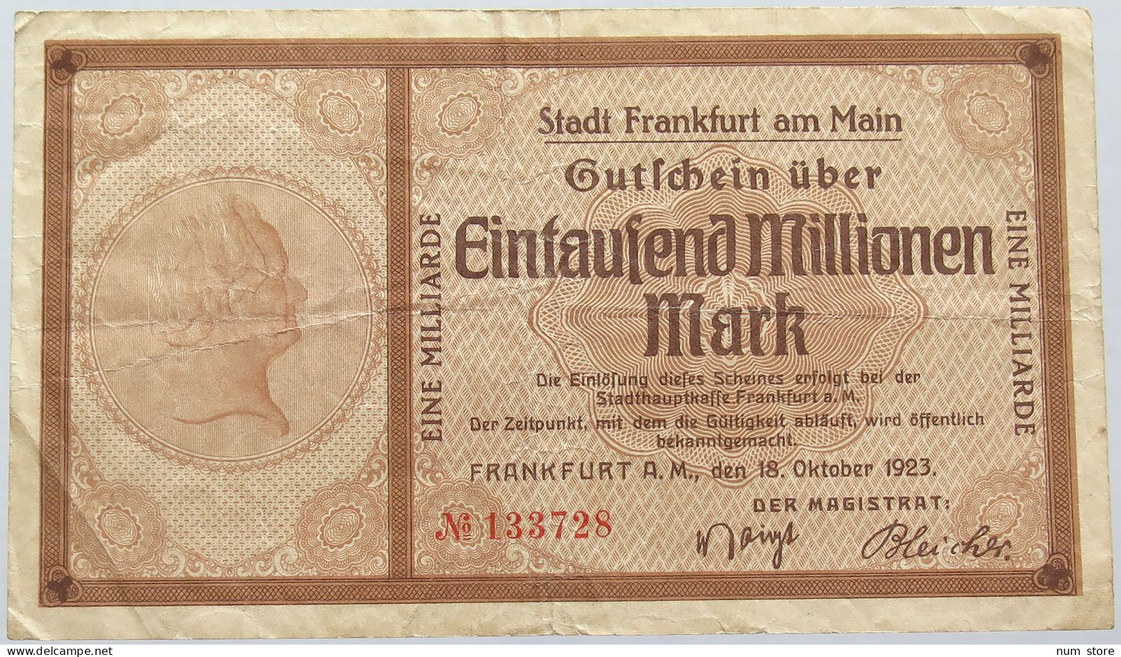 GERMANY 1000 MILLIONEN FRANKFURT #alb004 0215 - 1 Miljard Mark