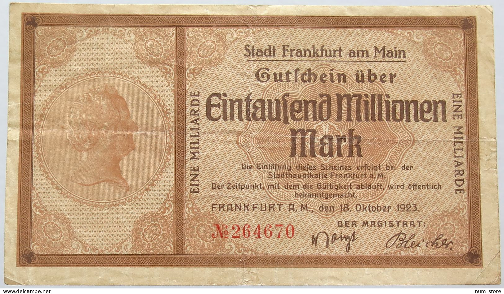 GERMANY 1000 MILLIONEN FRANKFURT #alb004 0217 - 1 Miljard Mark