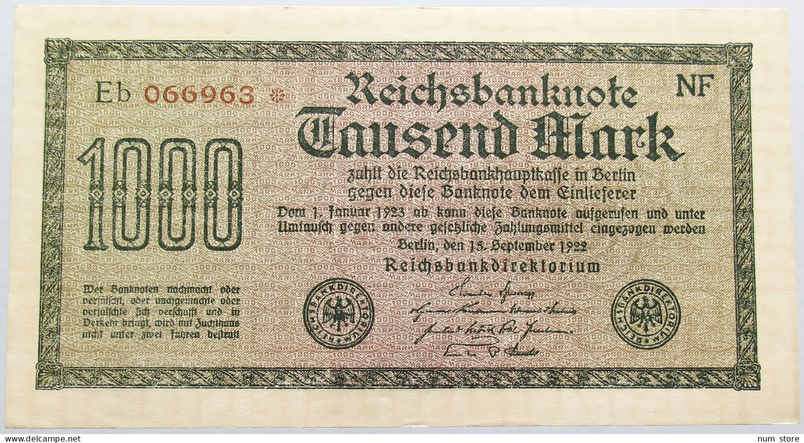 GERMANY 1000 MARK 1922 BERLIN #alb004 0429 - 1000 Mark