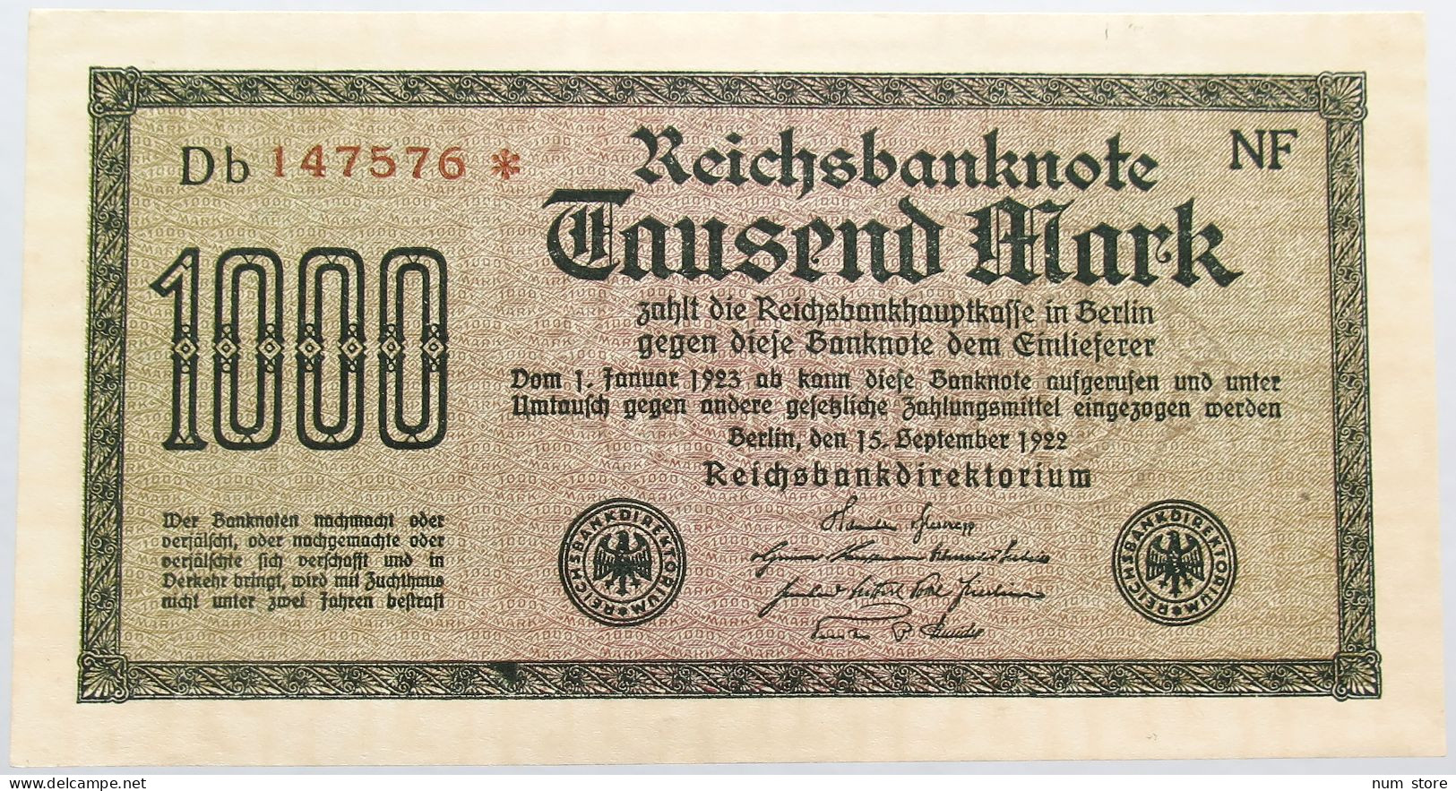 GERMANY 1000 MARK 1922 BERLIN #alb004 0419 - 1000 Mark