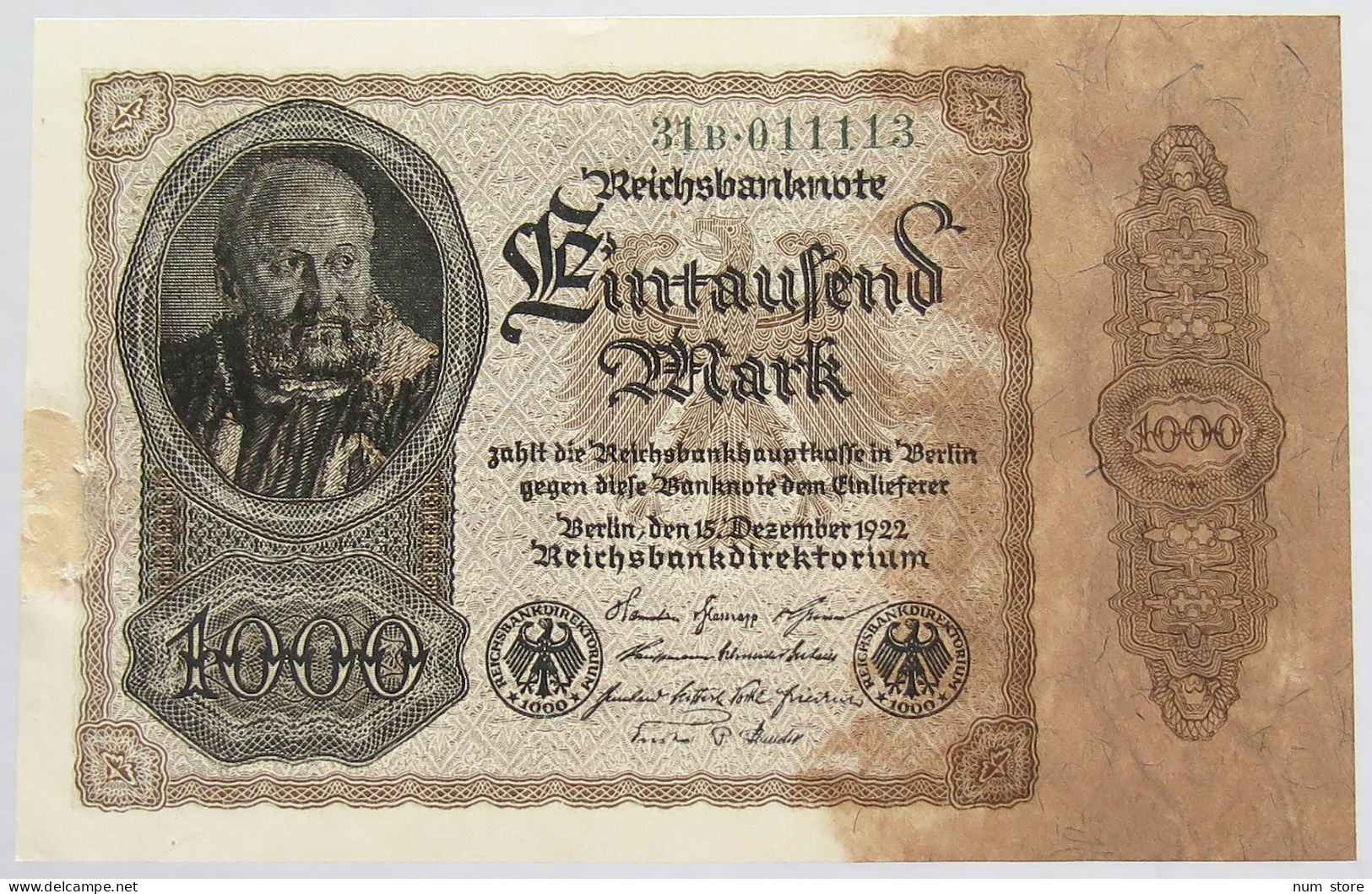 GERMANY 1000 MARK 1922 81B #alb010 0007 - 1000 Mark