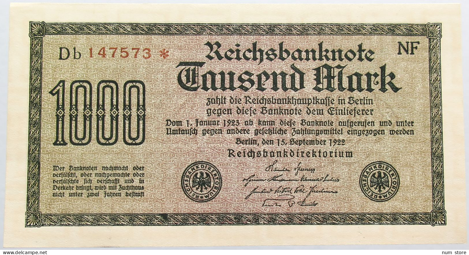 GERMANY 1000 MARK 1922 BERLIN #alb004 0423 - 1000 Mark