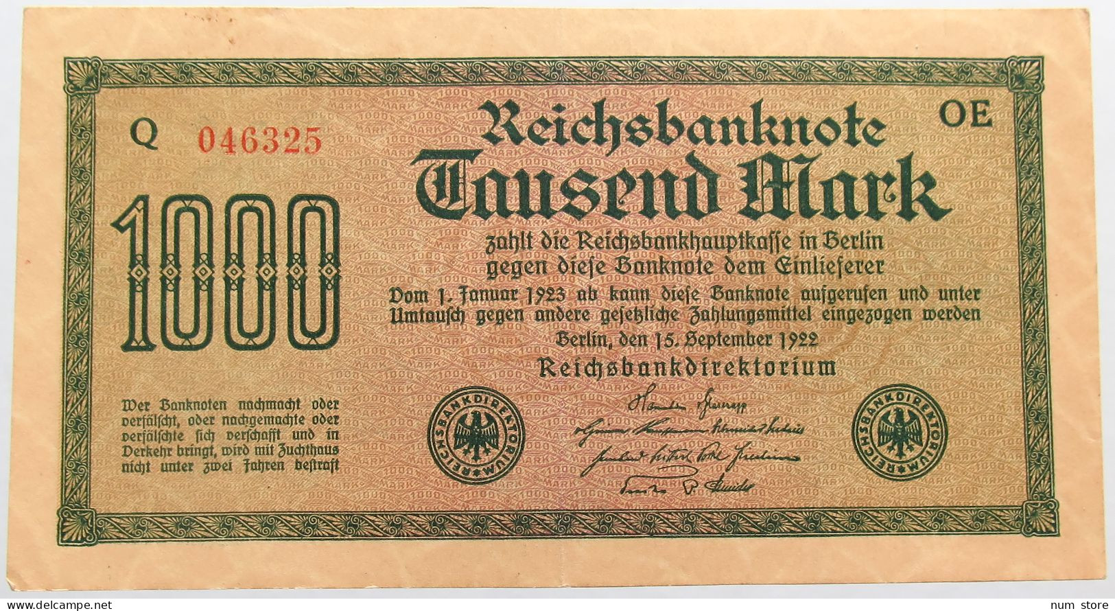 GERMANY 1000 MARK 1922 BERLIN #alb004 0417 - 1000 Mark