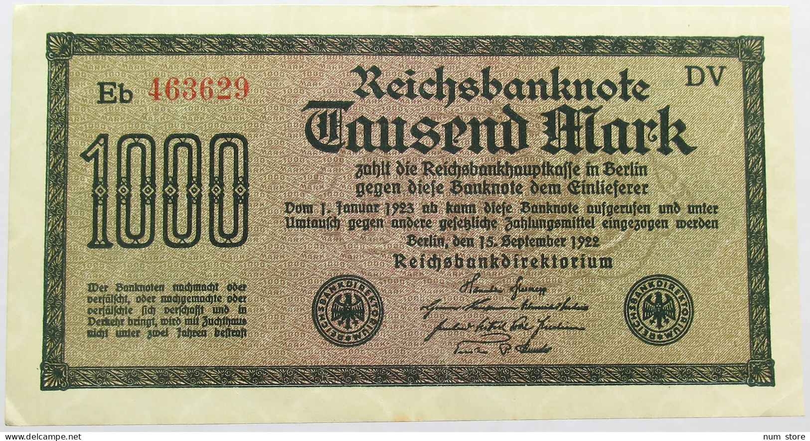 GERMANY 1000 MARK 1922 #alb013 0093 - 1000 Mark