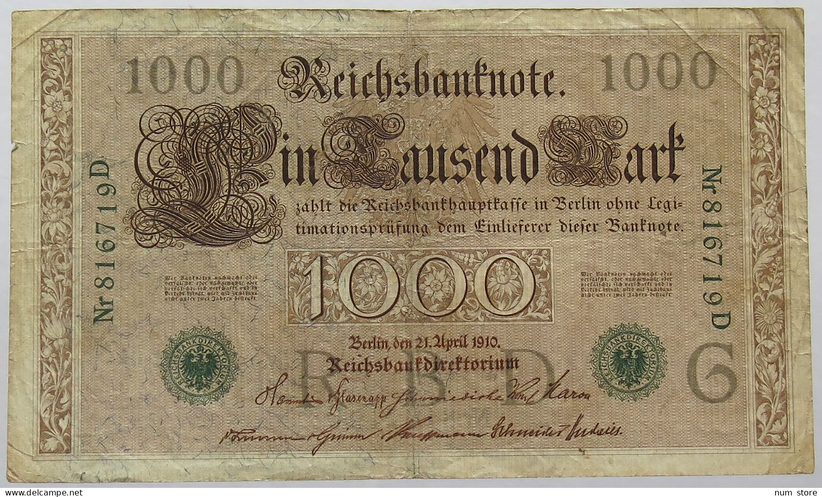 GERMANY 1000 MARK 1910 #alb067 0177 - 1000 Mark