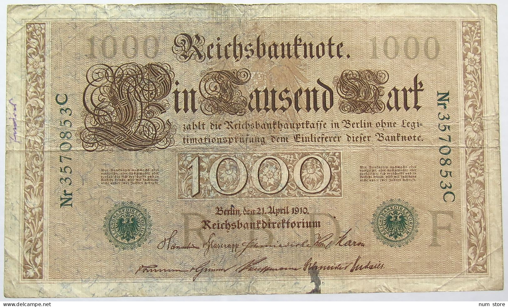 GERMANY 1000 MARK 1910 #alb066 0111 - 1.000 Mark