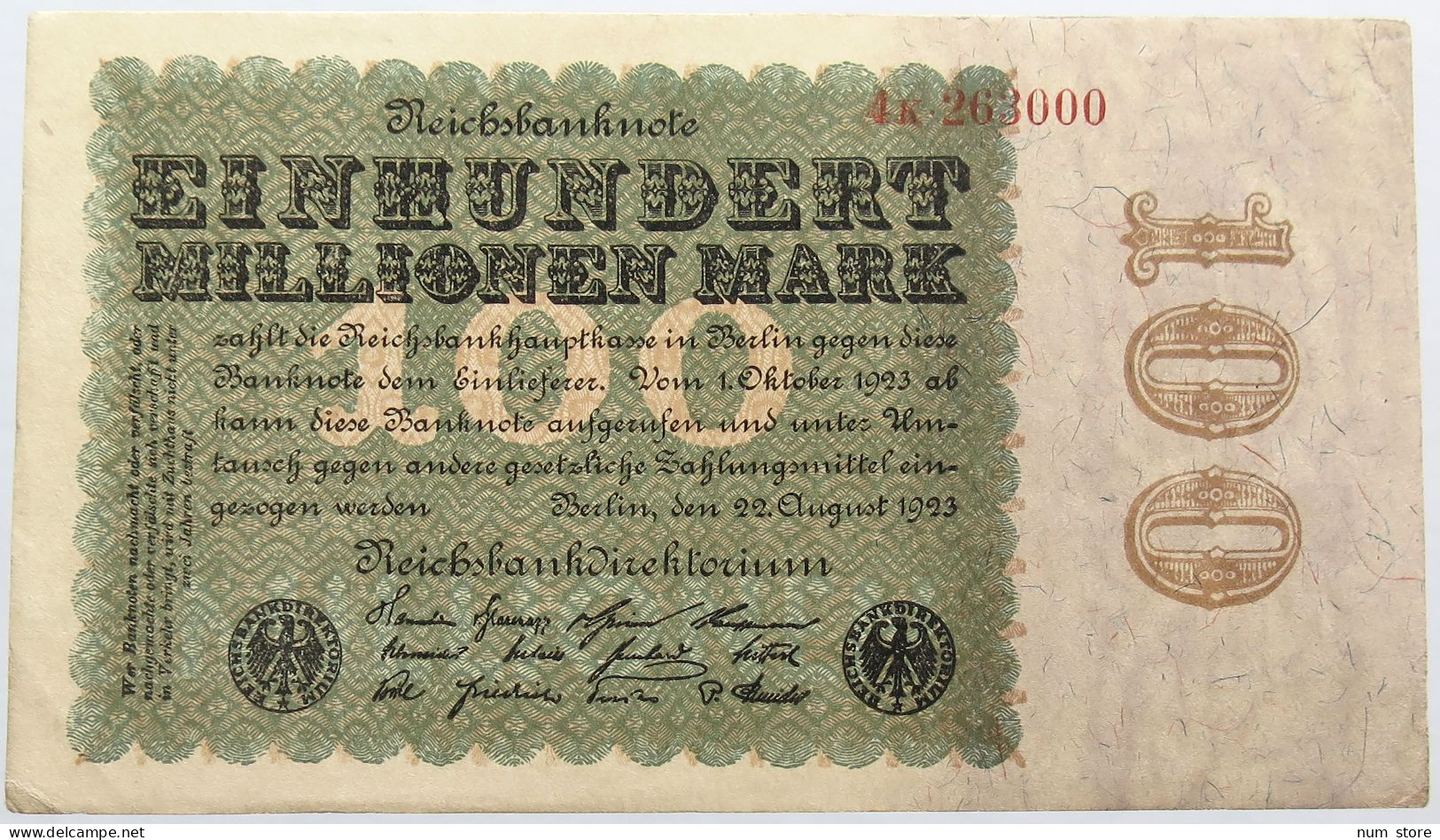 GERMANY 100 MILLIONEN MARK 1923 TOP #alb004 0399 - 100 Mio. Mark