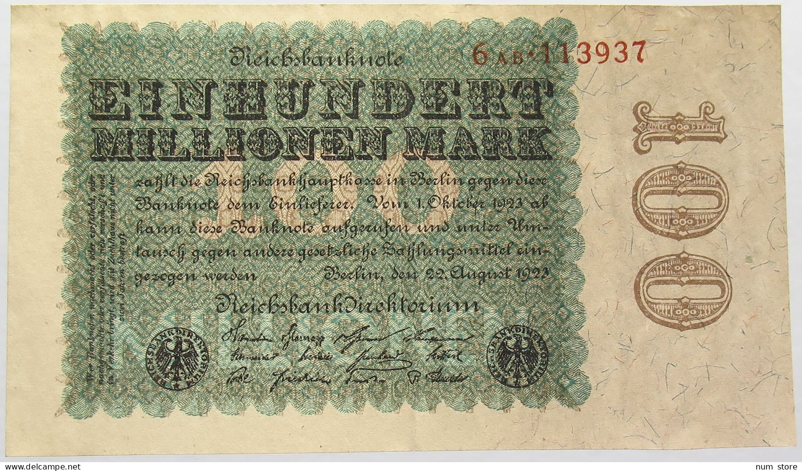 GERMANY 100 MILLIONEN MARK 1923 TOP #alb013 0109 - 100 Millionen Mark