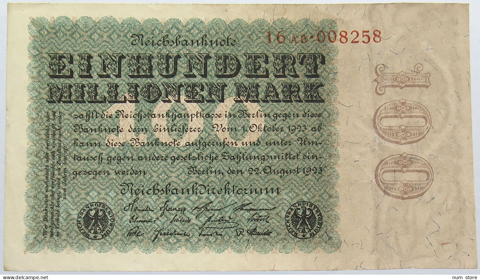 GERMANY 100 MILLIONEN MARK 1923 TOP #alb004 0375 - 100 Miljoen Mark