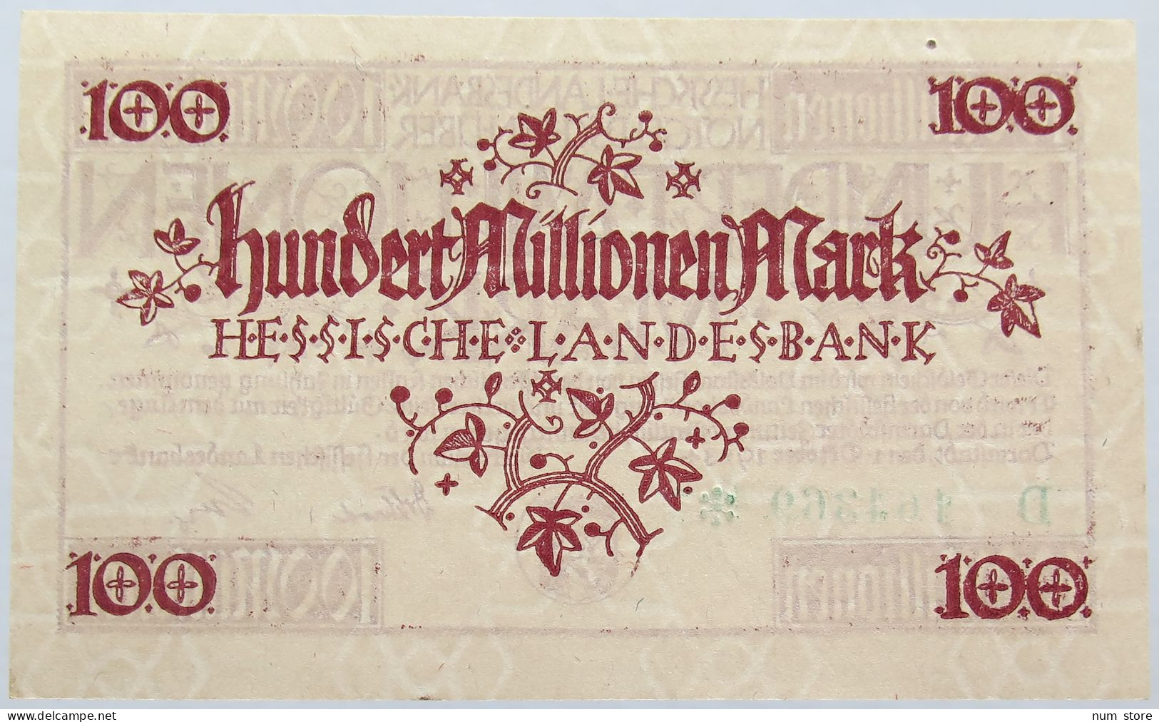 GERMANY 100 MILLIONEN MARK 1923 HESSEN #alb004 0139 - 100 Millionen Mark