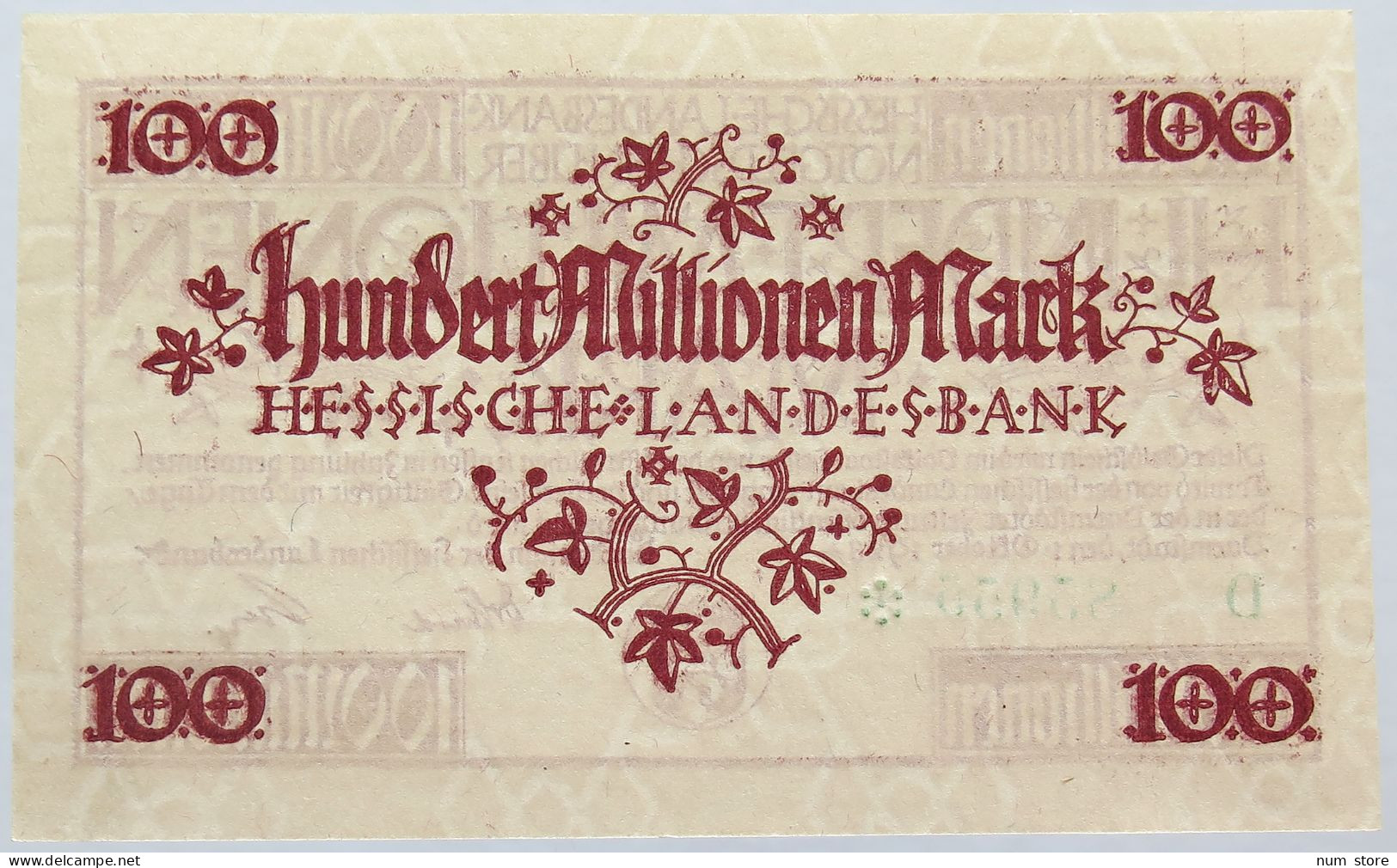 GERMANY 100 MILLIONEN MARK 1923 HESSEN #alb004 0145 - 100 Mio. Mark