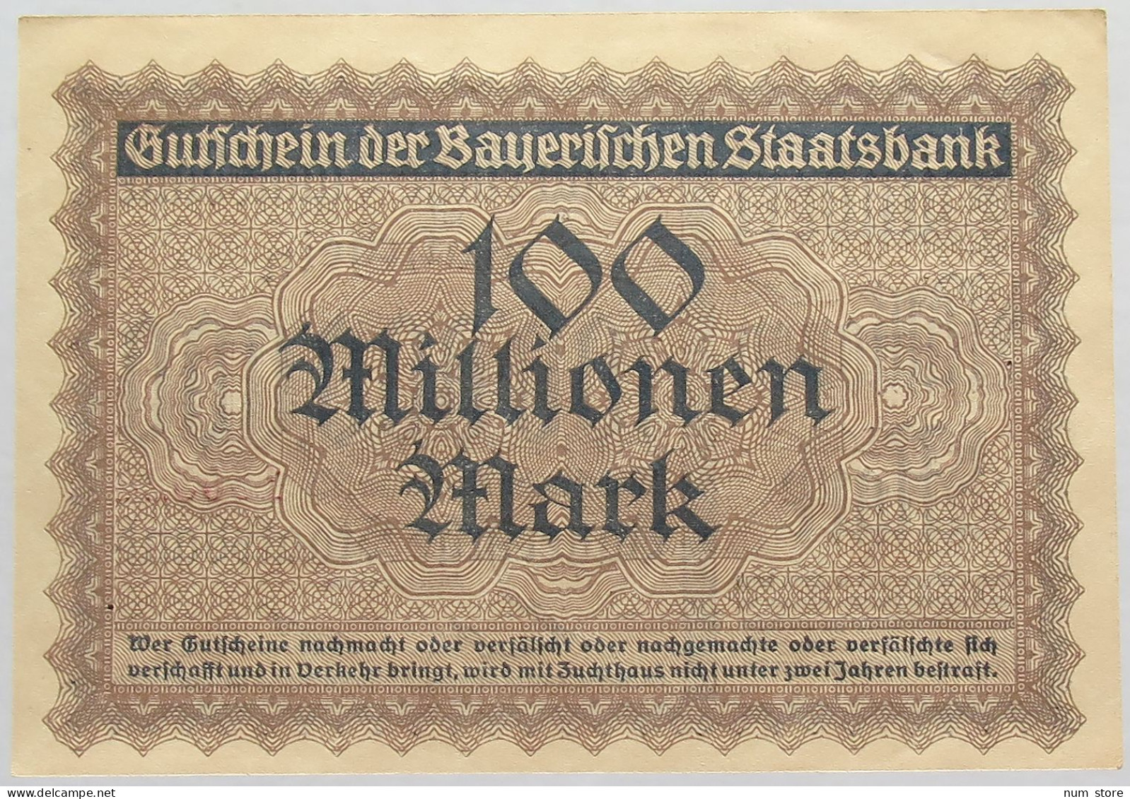 GERMANY 100 MILLIONEN MARK 1923 BAYERN #alb008 0101 - 100 Mio. Mark