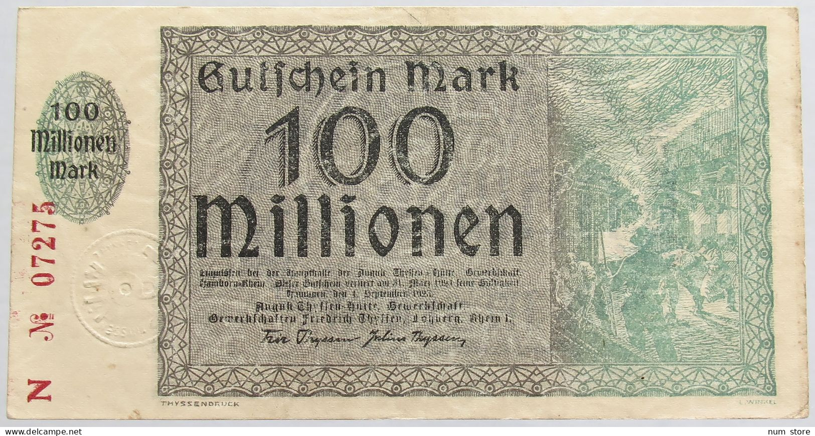 GERMANY 100 MILLIONEN MARK 1923 #alb012 0091 - 100 Millionen Mark