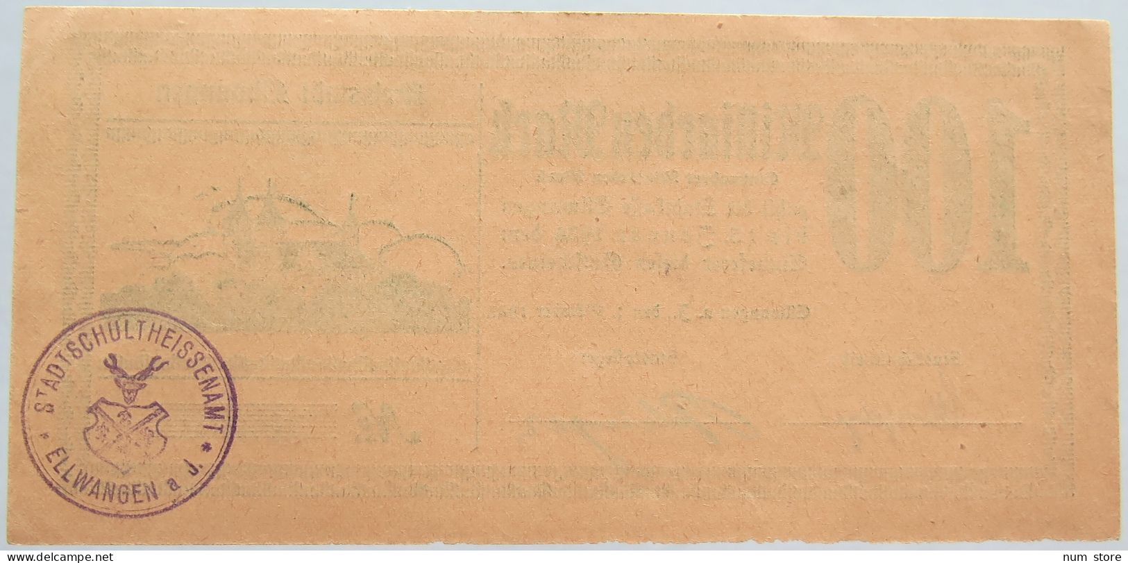 GERMANY 100 MILLIARDEN MARK 1923 ELLWANGEN #alb002 0289 - 100 Mrd. Mark