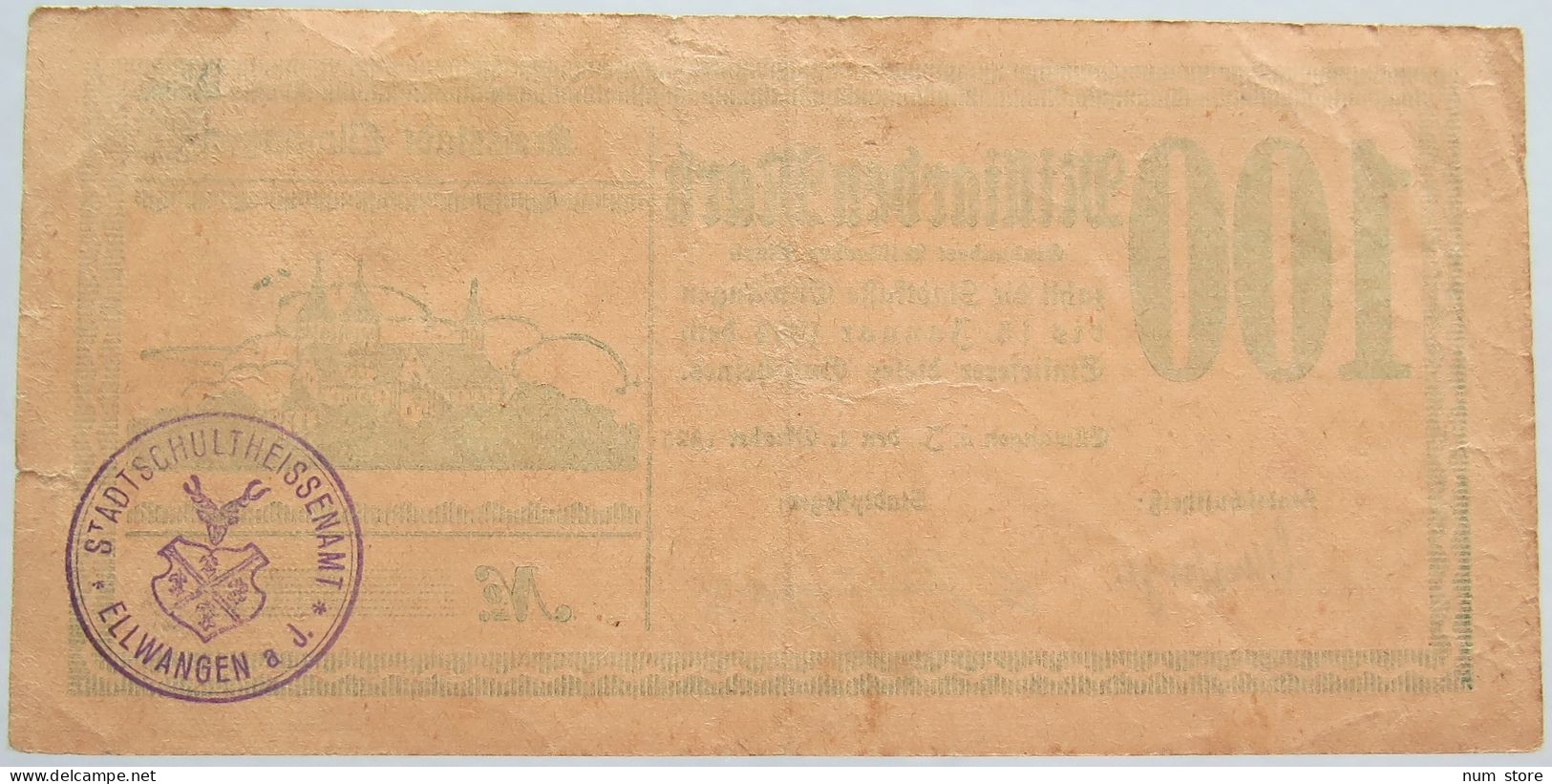 GERMANY 100 MILLIARDEN MARK 1923 ELLWANGEN #alb002 0287 - 100 Mrd. Mark