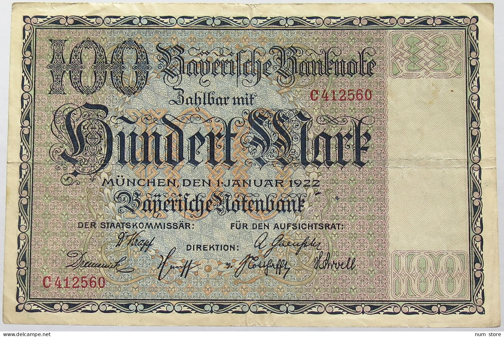 GERMANY 100 MARK 1922 BAYERN #alb008 0147 - 100 Mark