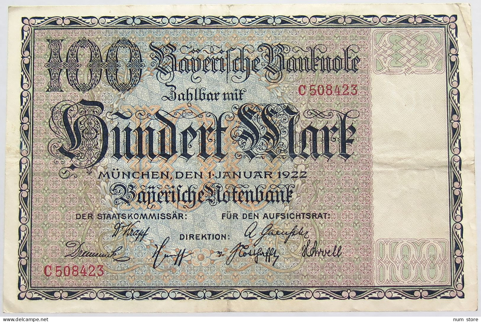 GERMANY 100 MARK 1922 BAYERN #alb010 0017 - 100 Mark