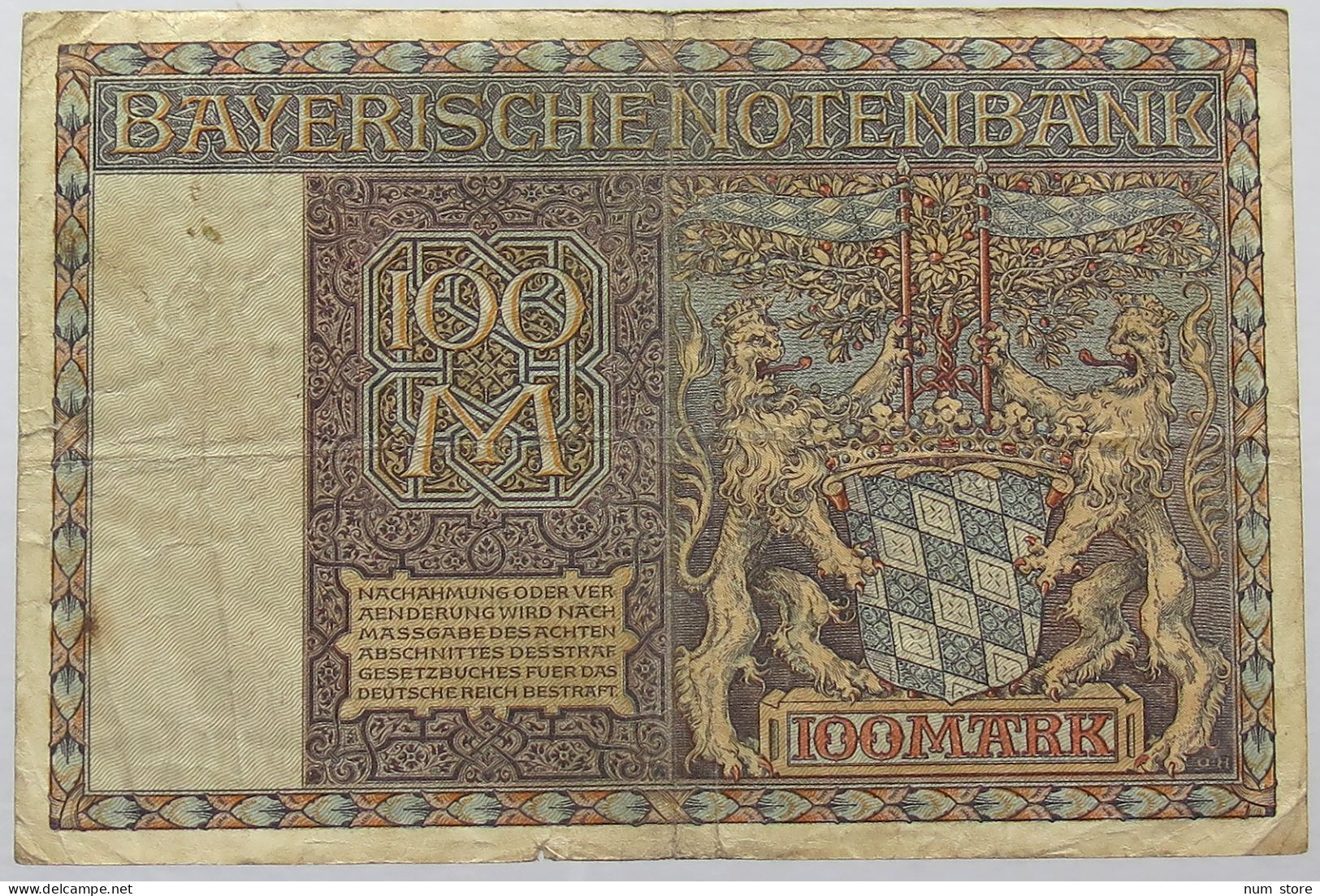 GERMANY 100 MARK 1922 BAVARIA #alb067 0151 - 100 Mark