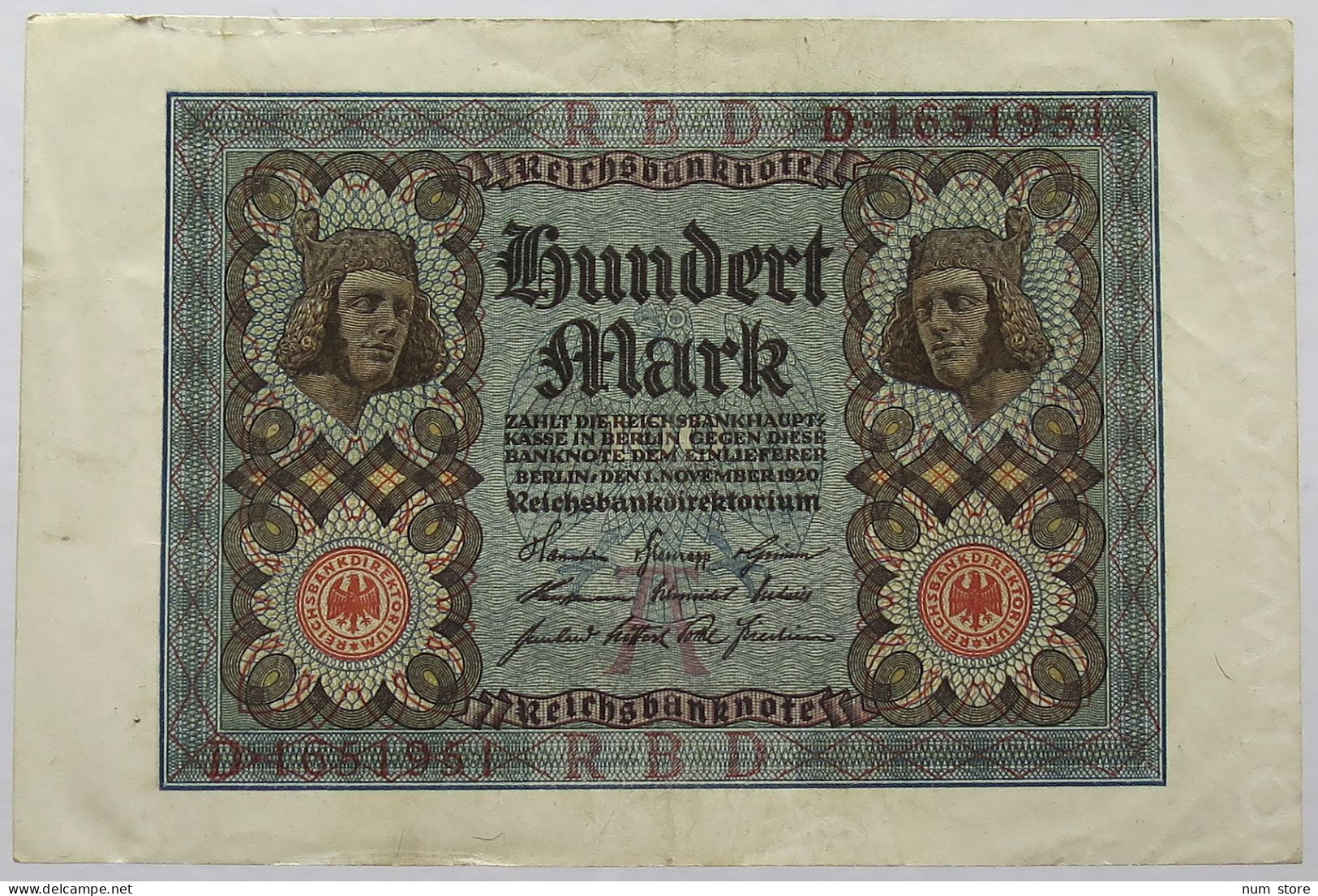 GERMANY 100 MARK 1920 TOP #alb067 0147 - 100 Mark