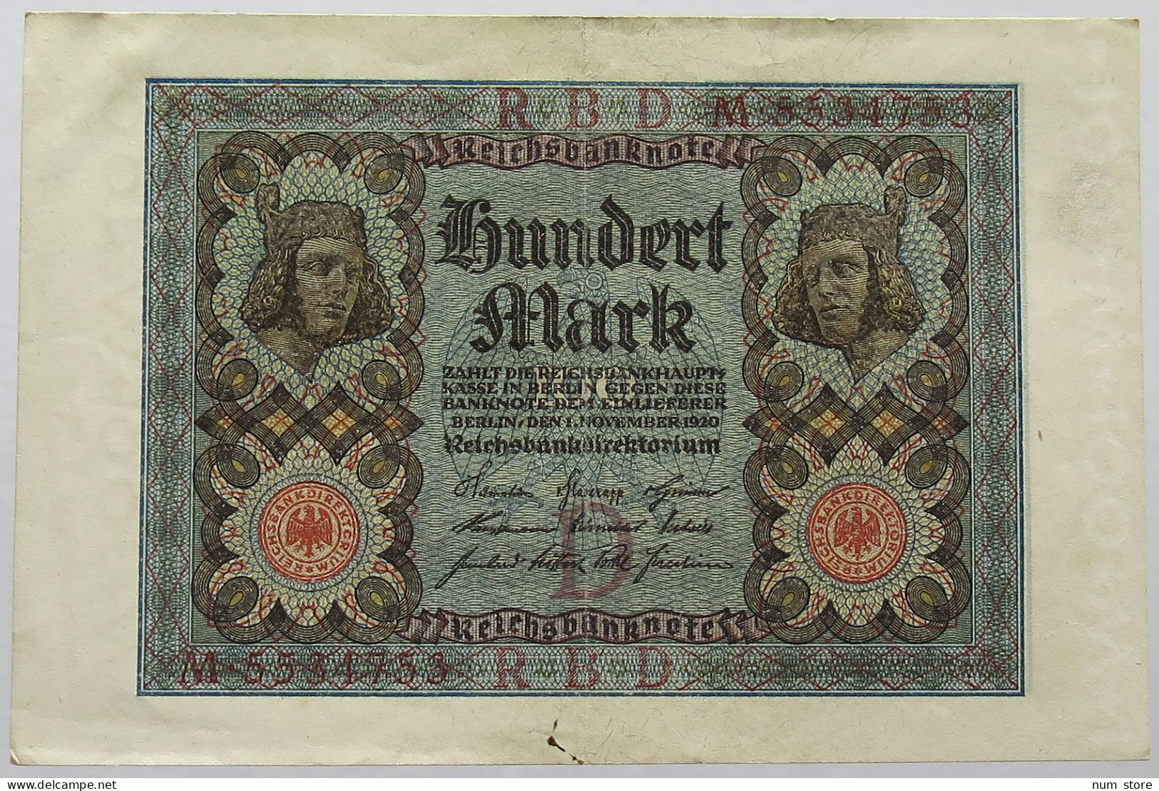 GERMANY 100 MARK 1920 #alb067 0123 - 100 Mark