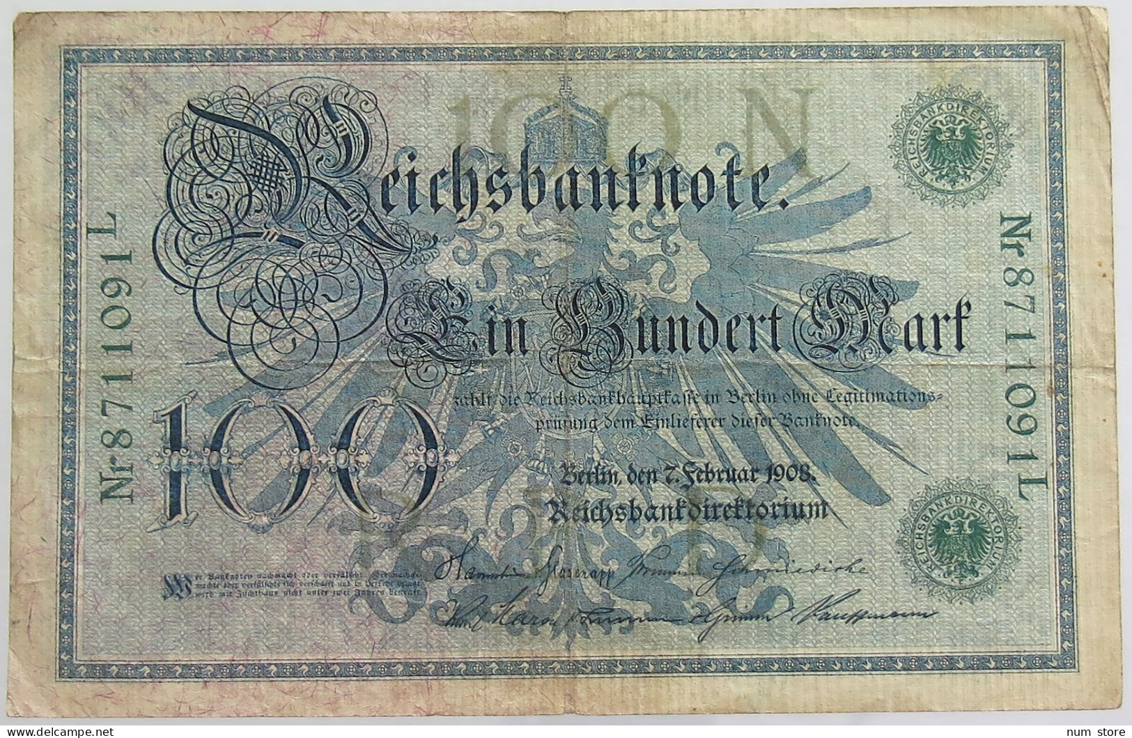 GERMANY 100 MARK 1908 #alb068 0043 - 100 Mark