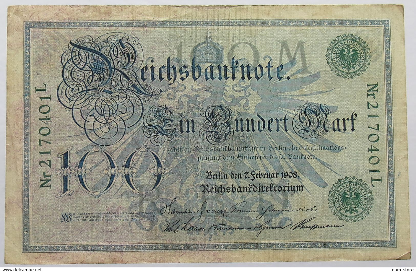 GERMANY 100 MARK 1908 #alb067 0081 - 100 Mark